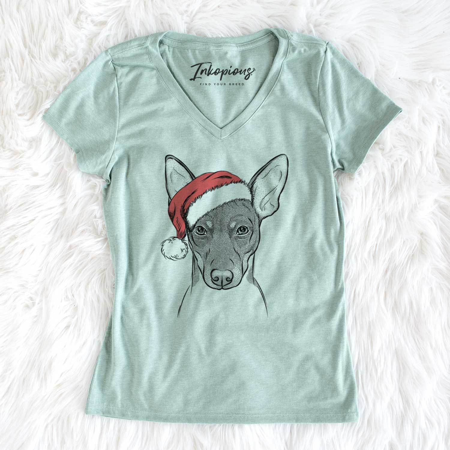 Santa Knox the Rat Terrier - Women's V-neck Shirt