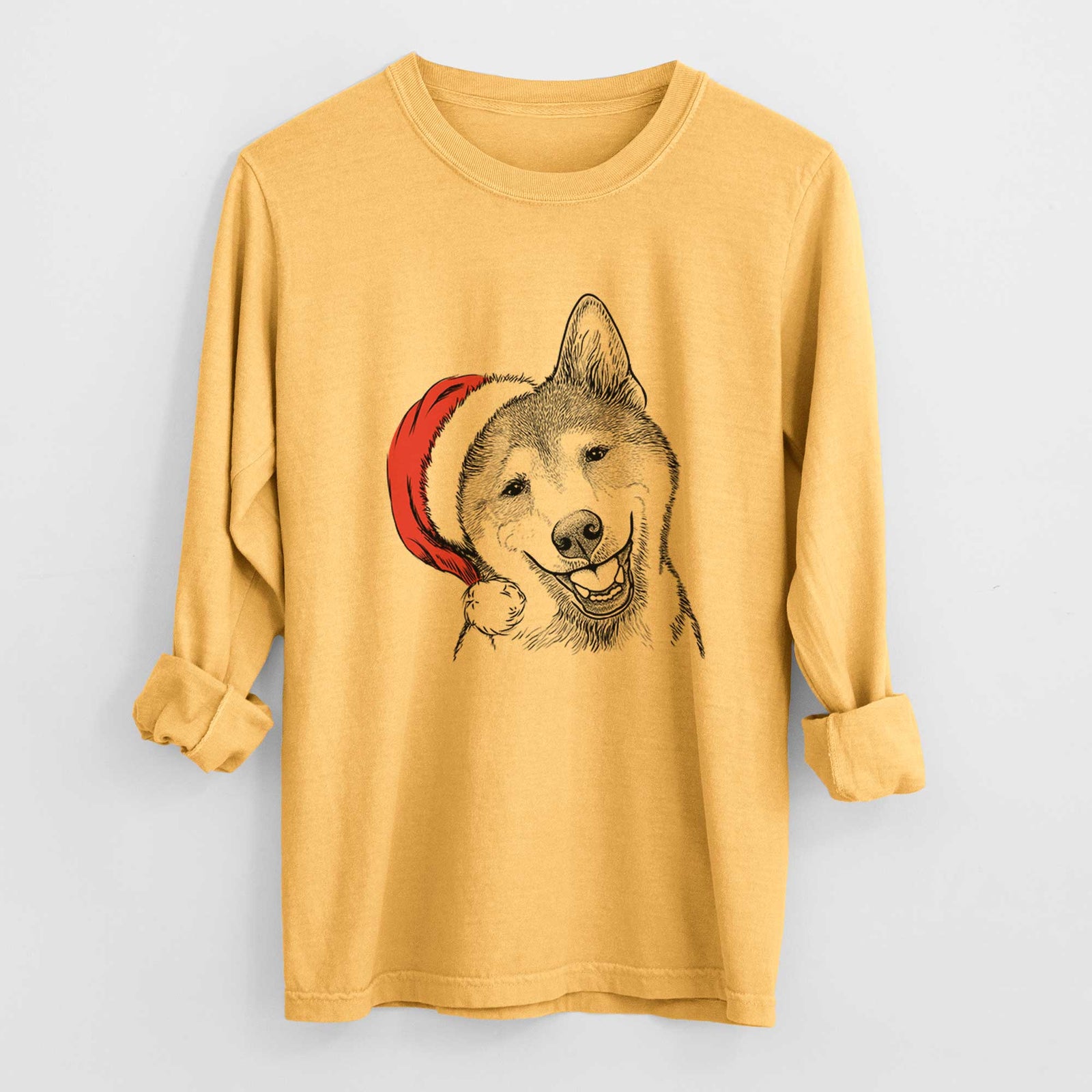 Santa Koby the Shiba Inu - Heavyweight 100% Cotton Long Sleeve