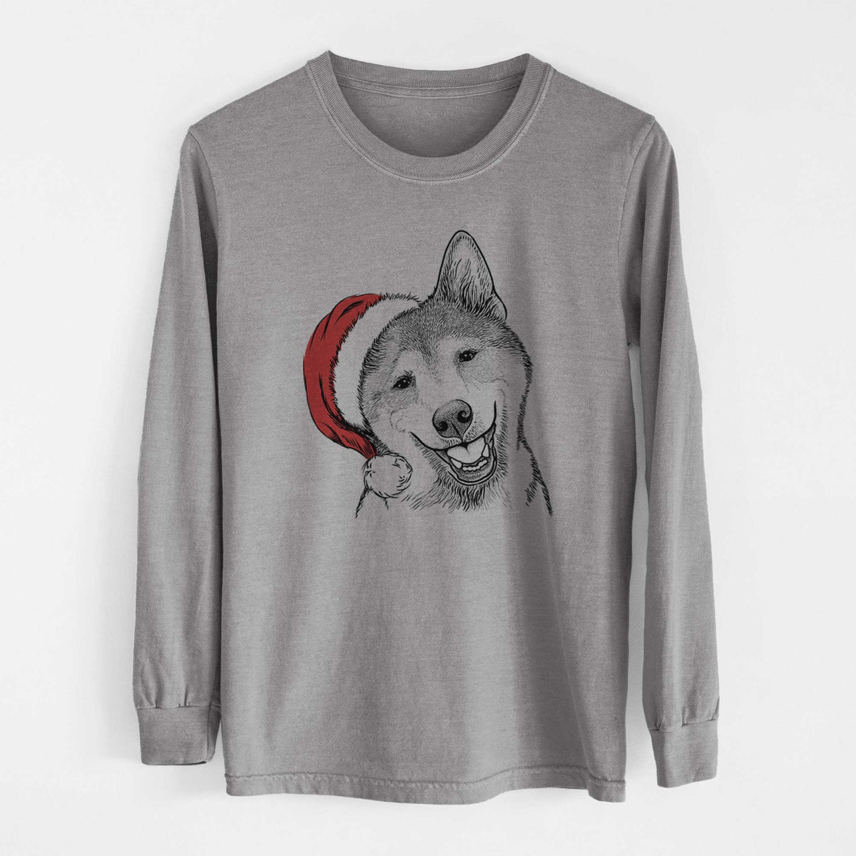 Santa Koby the Shiba Inu - Heavyweight 100% Cotton Long Sleeve