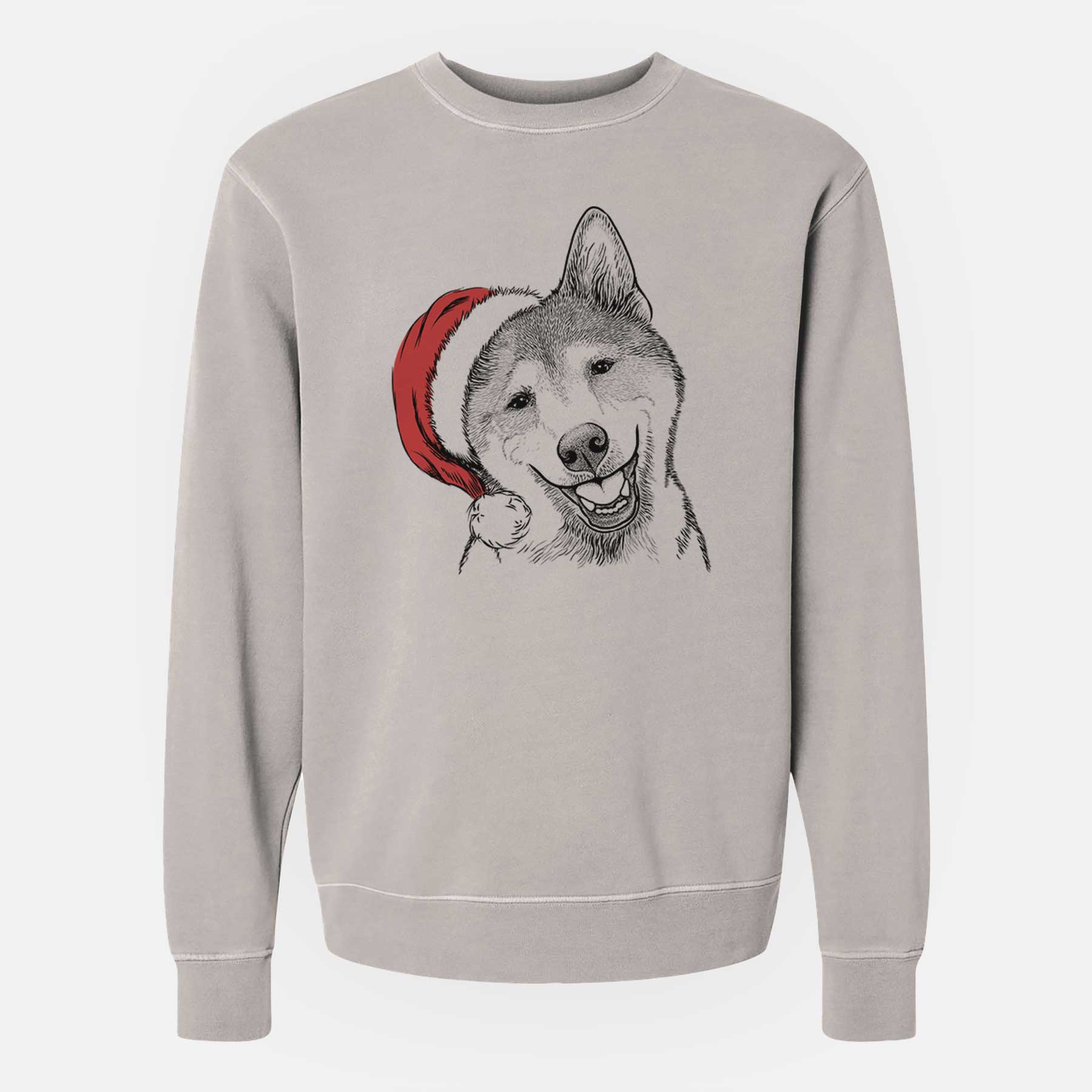 Santa Koby the Shiba Inu - Unisex Pigment Dyed Crew Sweatshirt