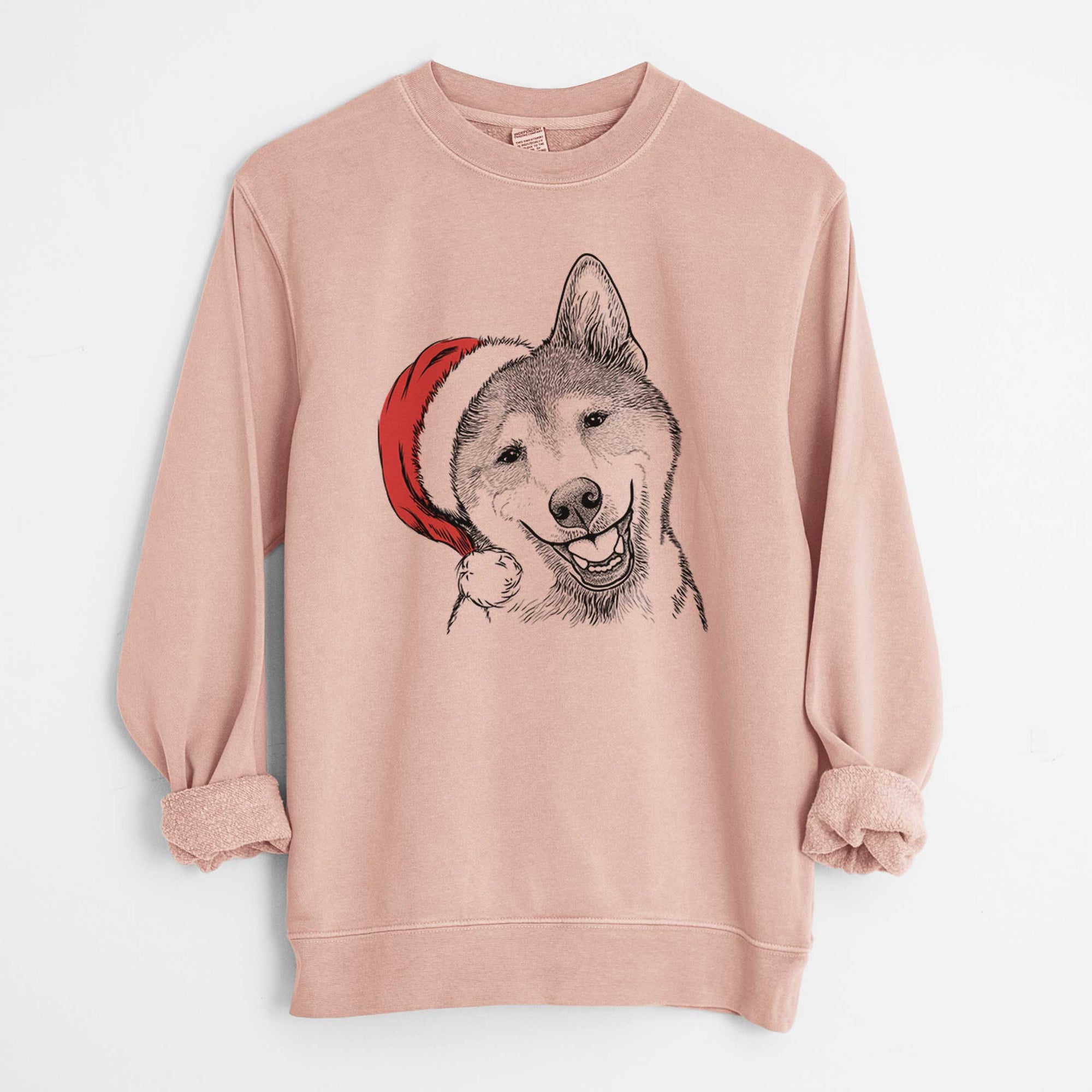 Santa Koby the Shiba Inu - Unisex Pigment Dyed Crew Sweatshirt