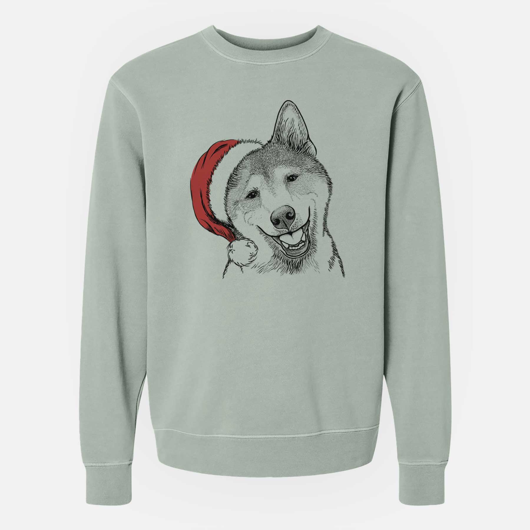 Santa Koby the Shiba Inu - Unisex Pigment Dyed Crew Sweatshirt