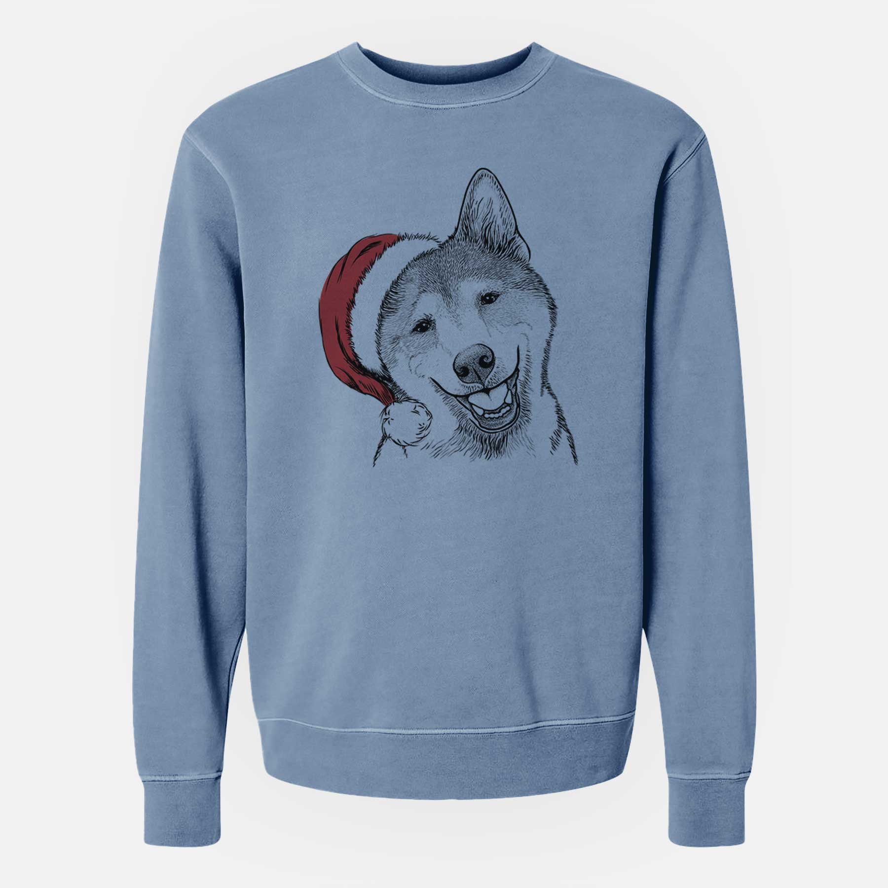 Santa Koby the Shiba Inu - Unisex Pigment Dyed Crew Sweatshirt