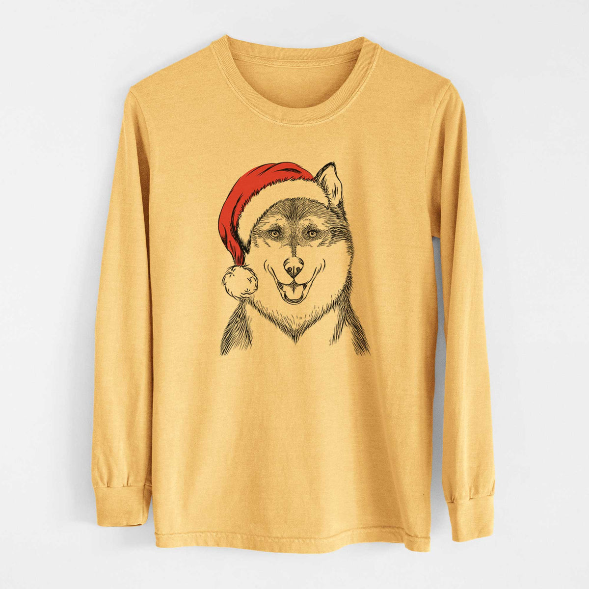 Santa Koda the Siberian Husky - Heavyweight 100% Cotton Long Sleeve