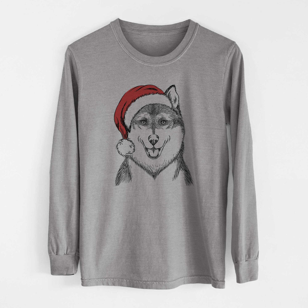 Santa Koda the Siberian Husky - Heavyweight 100% Cotton Long Sleeve