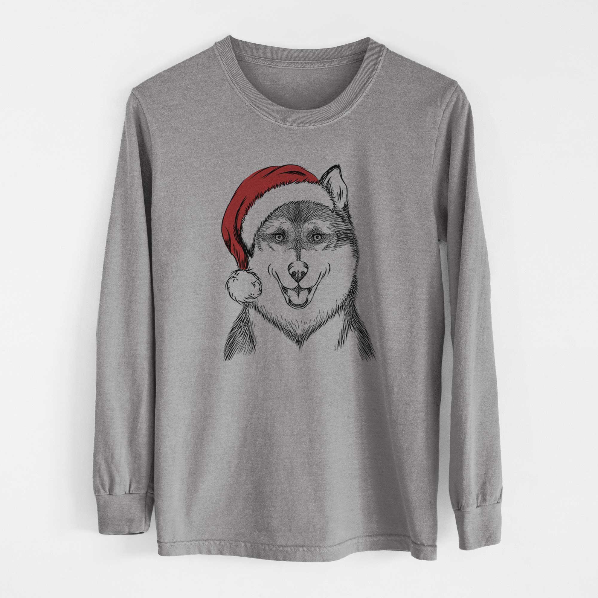 Santa Koda the Siberian Husky - Heavyweight 100% Cotton Long Sleeve