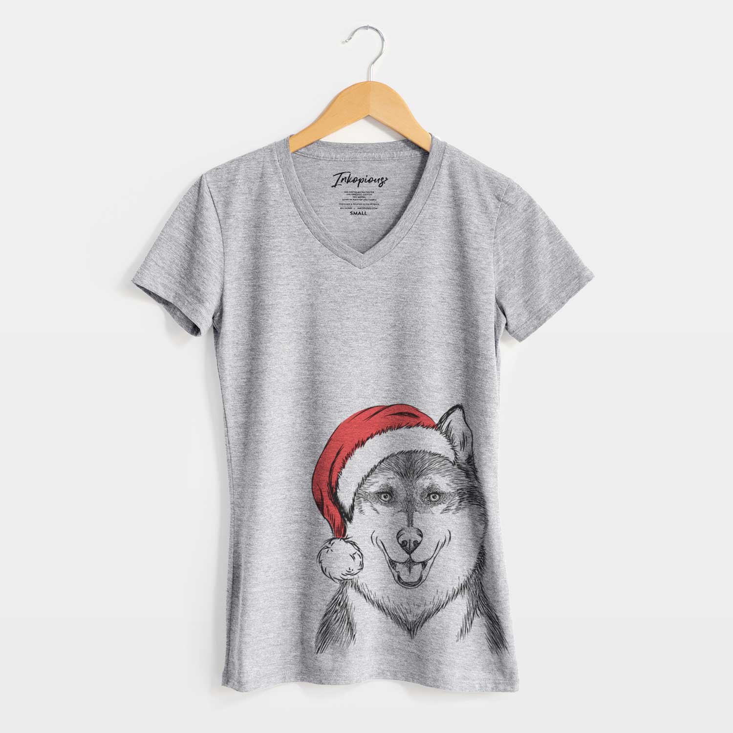 Santa Koda the Siberian Husky - Women's V-neck Shirt