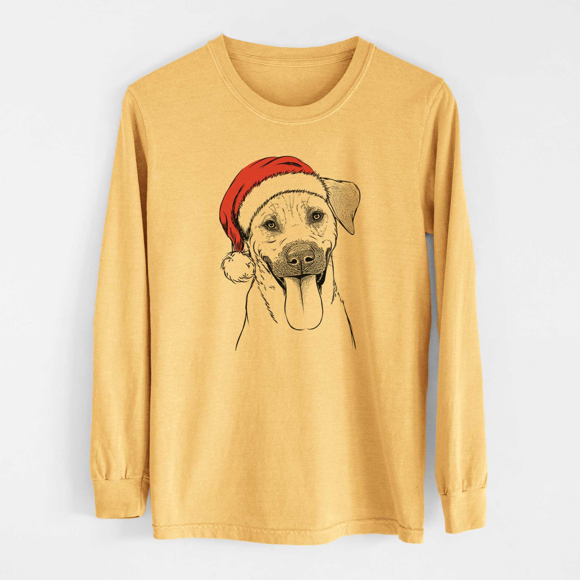 Santa Koda the Black Mouth Cur - Heavyweight 100% Cotton Long Sleeve