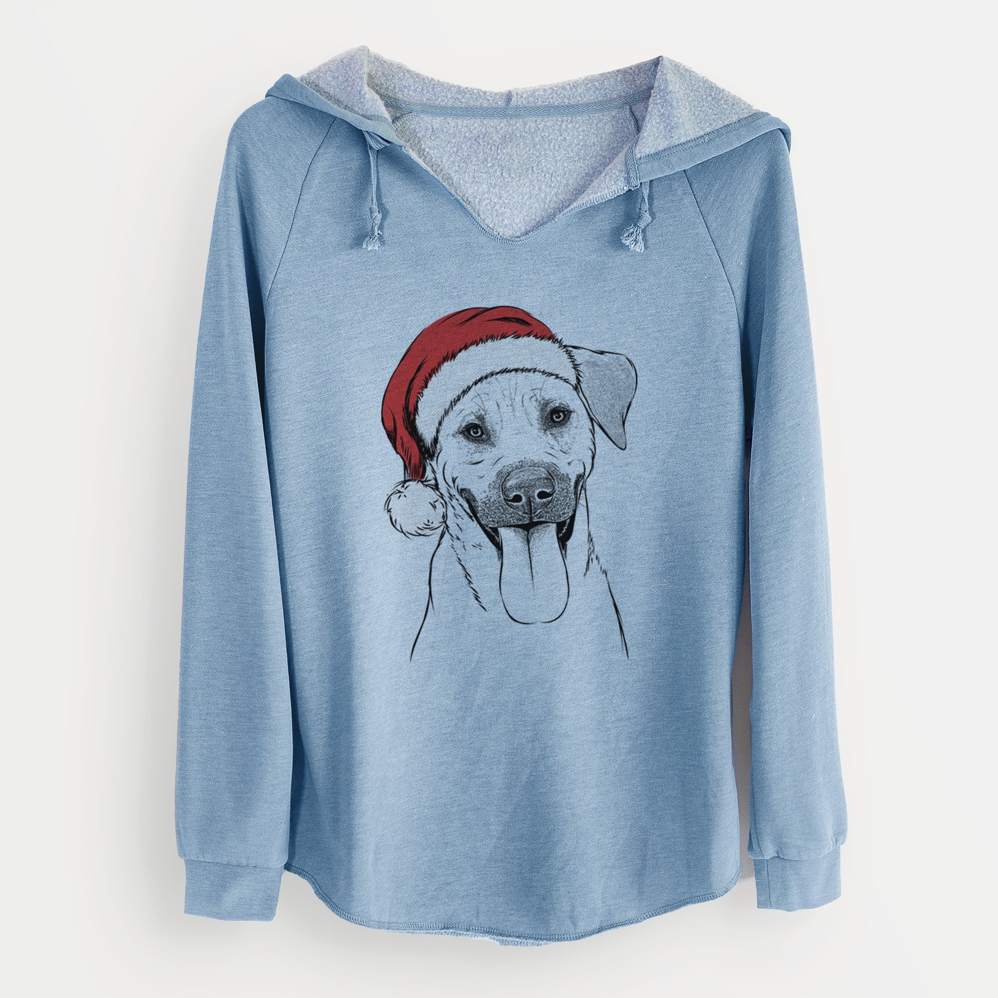 Santa Koda the Black Mouth Cur - Cali Wave Hooded Sweatshirt