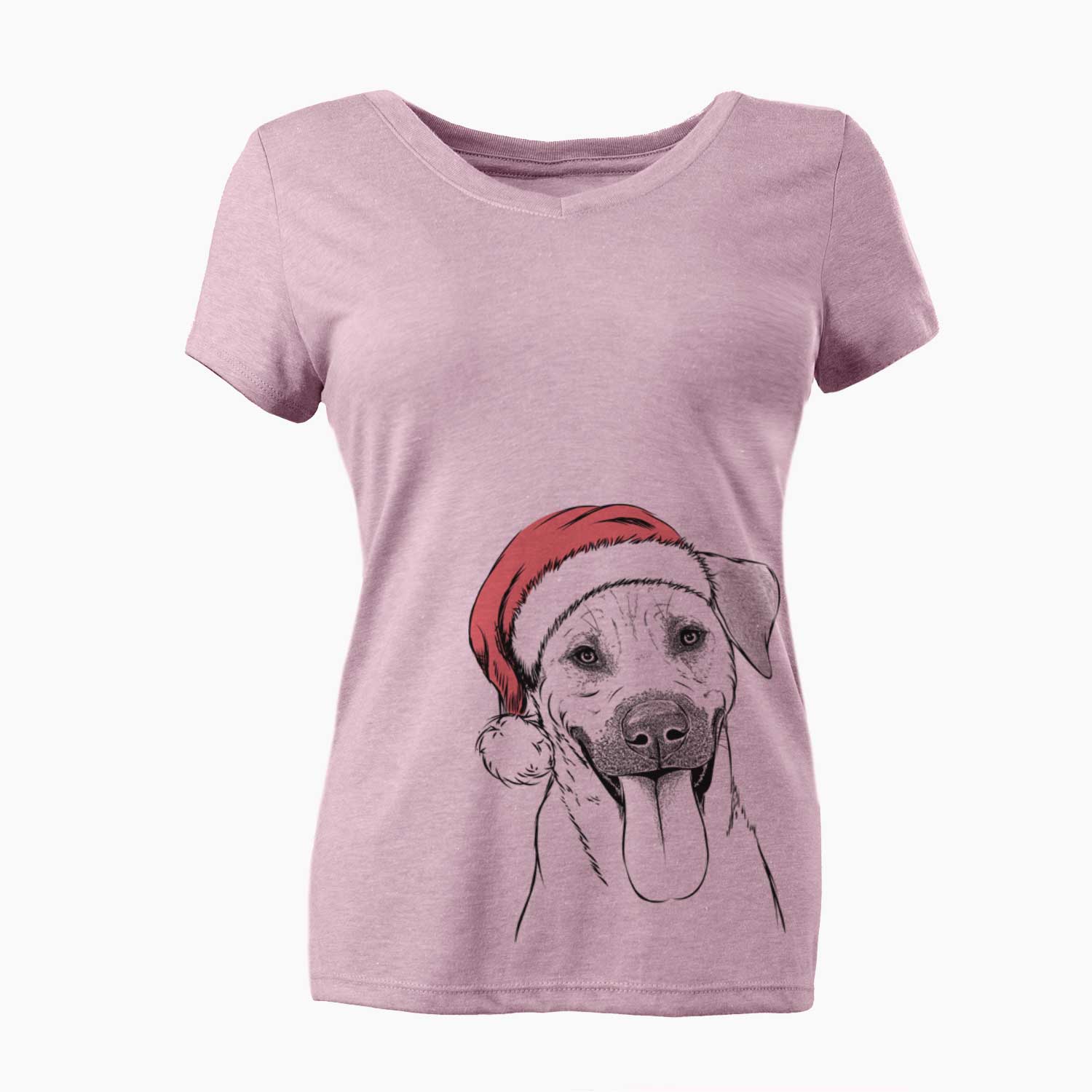 Santa Koda the Black Mouth Cur - Women's V-neck Shirt