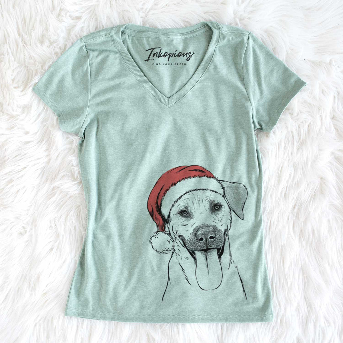 Santa Koda the Black Mouth Cur - Women&#39;s V-neck Shirt