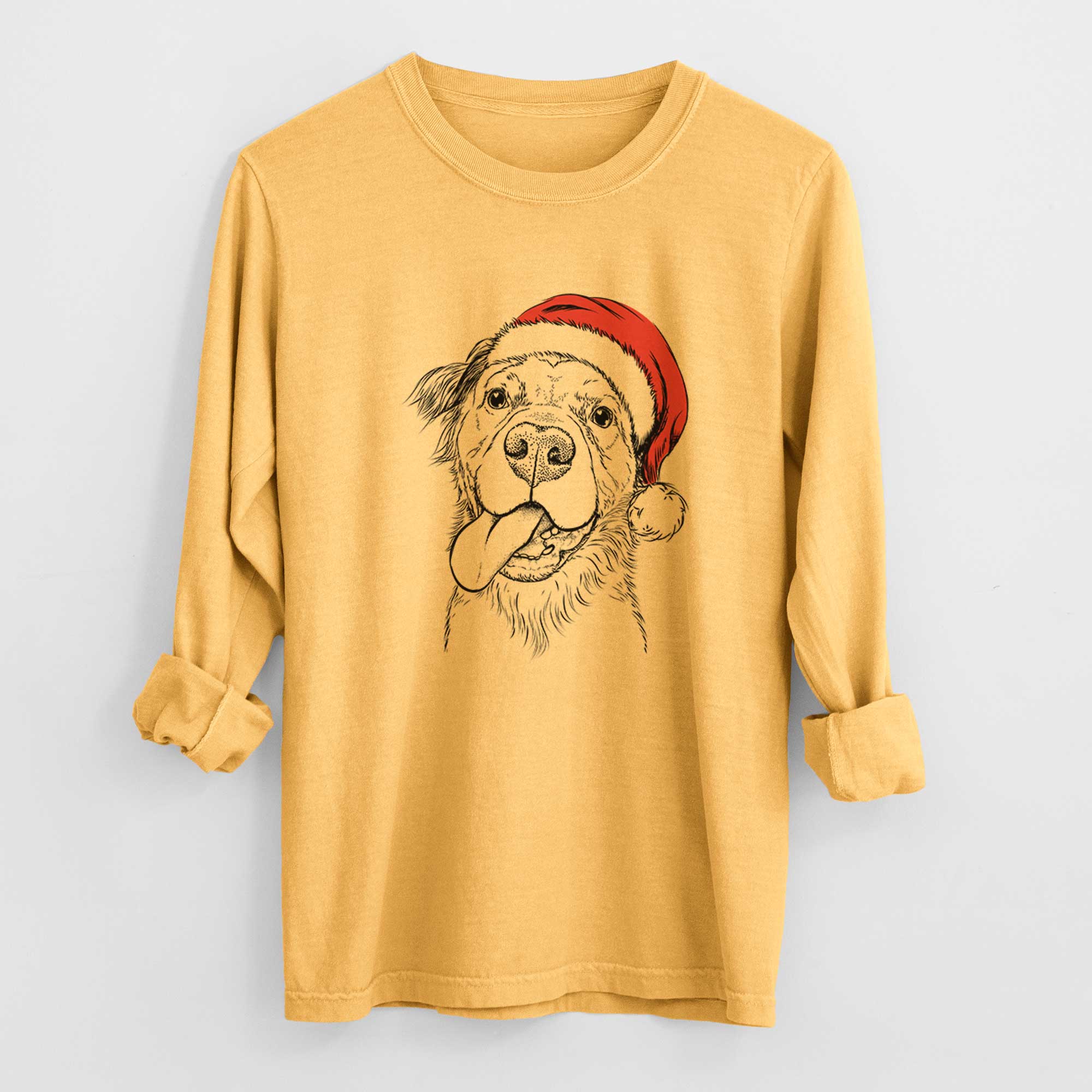 Santa Koda the Pitbull Chow Mix - Heavyweight 100% Cotton Long Sleeve