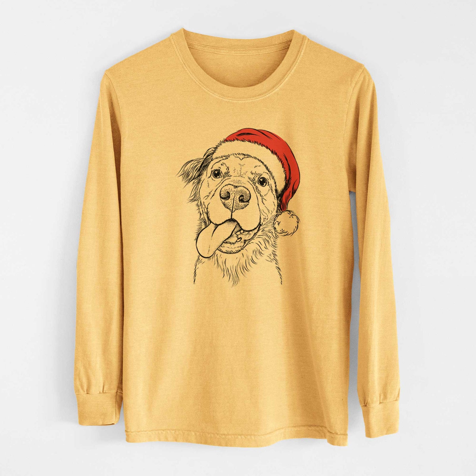 Santa Koda the Pitbull Chow Mix - Heavyweight 100% Cotton Long Sleeve