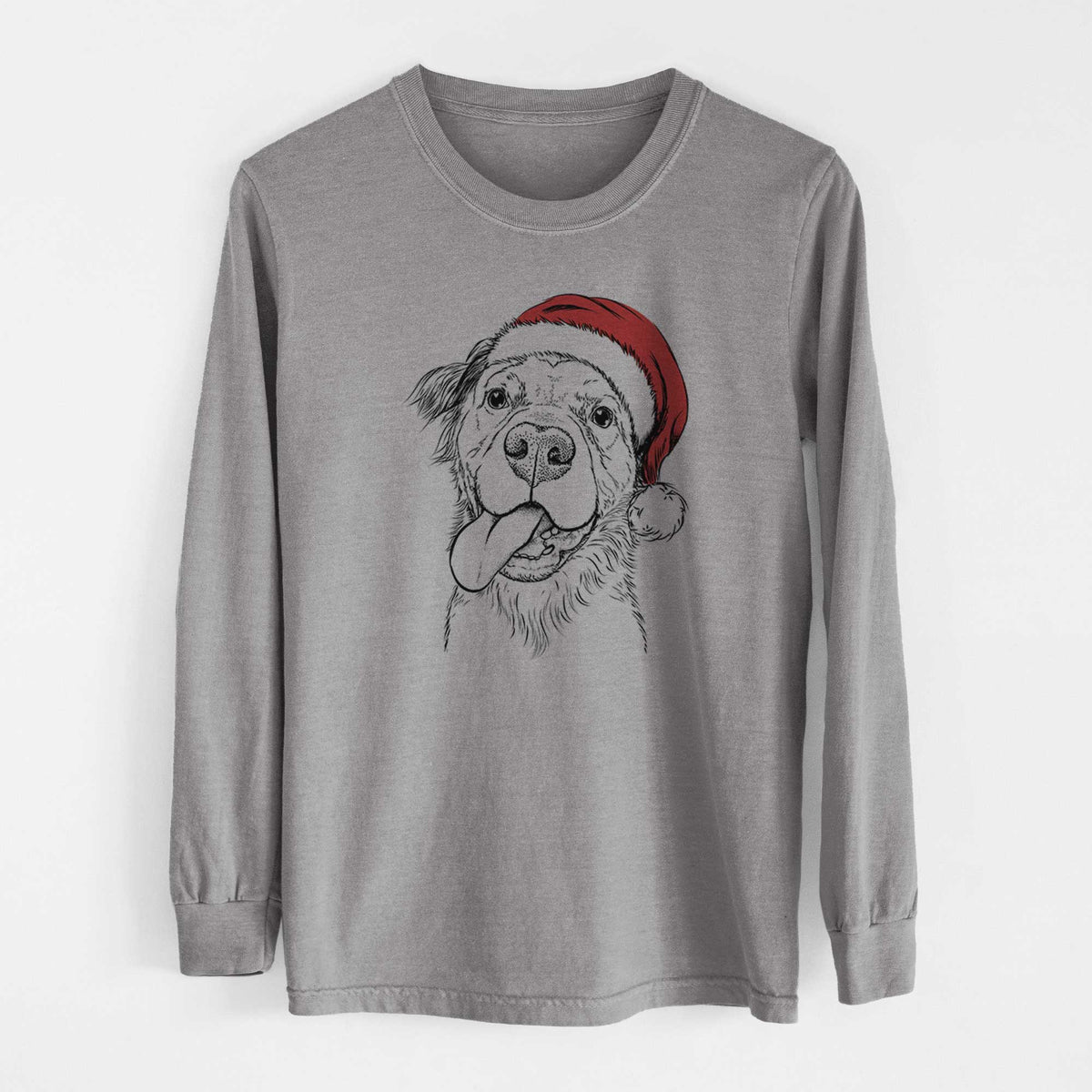 Santa Koda the Pitbull Chow Mix - Heavyweight 100% Cotton Long Sleeve