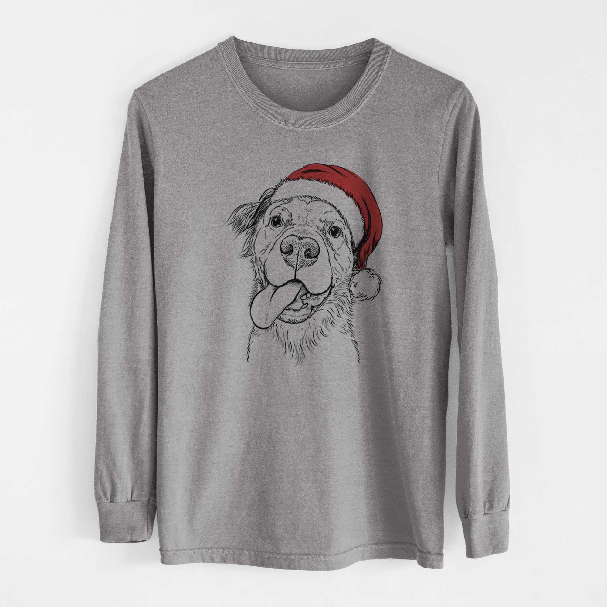 Santa Koda the Pitbull Chow Mix - Heavyweight 100% Cotton Long Sleeve