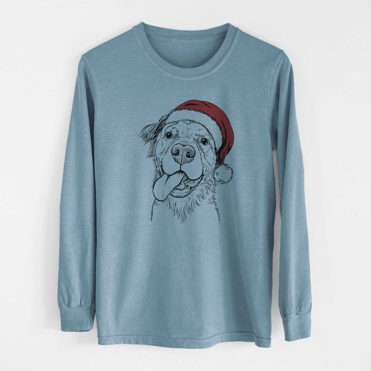 Santa Koda the Pitbull Chow Mix - Heavyweight 100% Cotton Long Sleeve