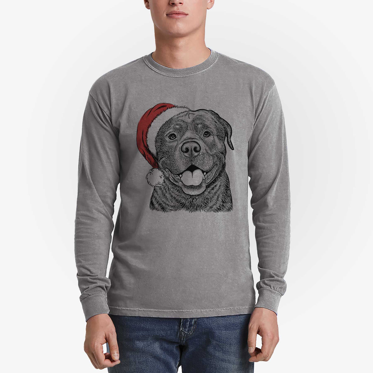 Santa Kojak the Rottweiler - Heavyweight 100% Cotton Long Sleeve