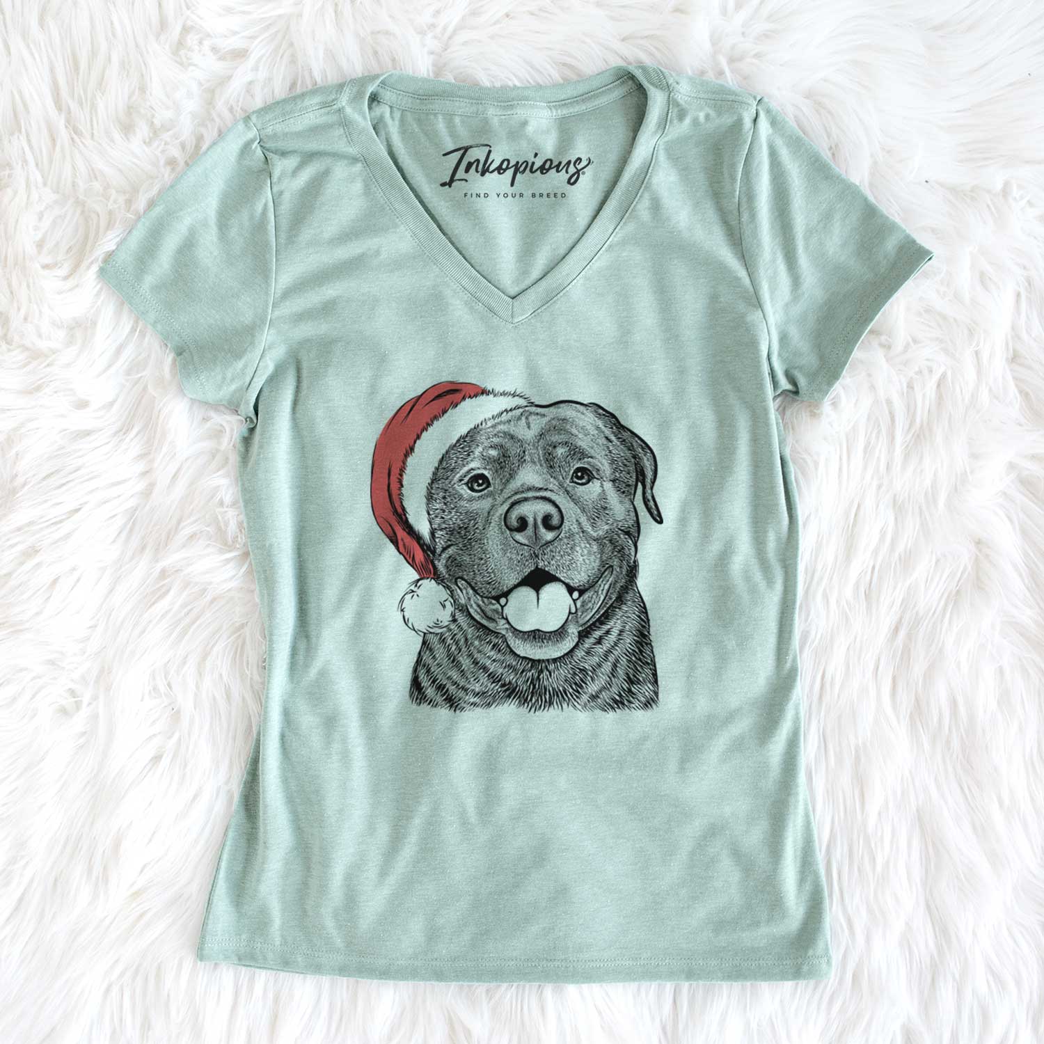 Santa Kojak the Rottweiler - Women's V-neck Shirt