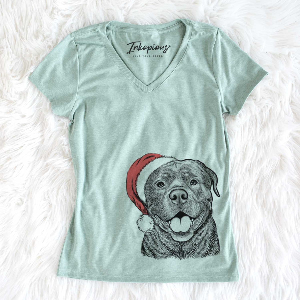 Santa Kojak the Rottweiler - Women&#39;s V-neck Shirt