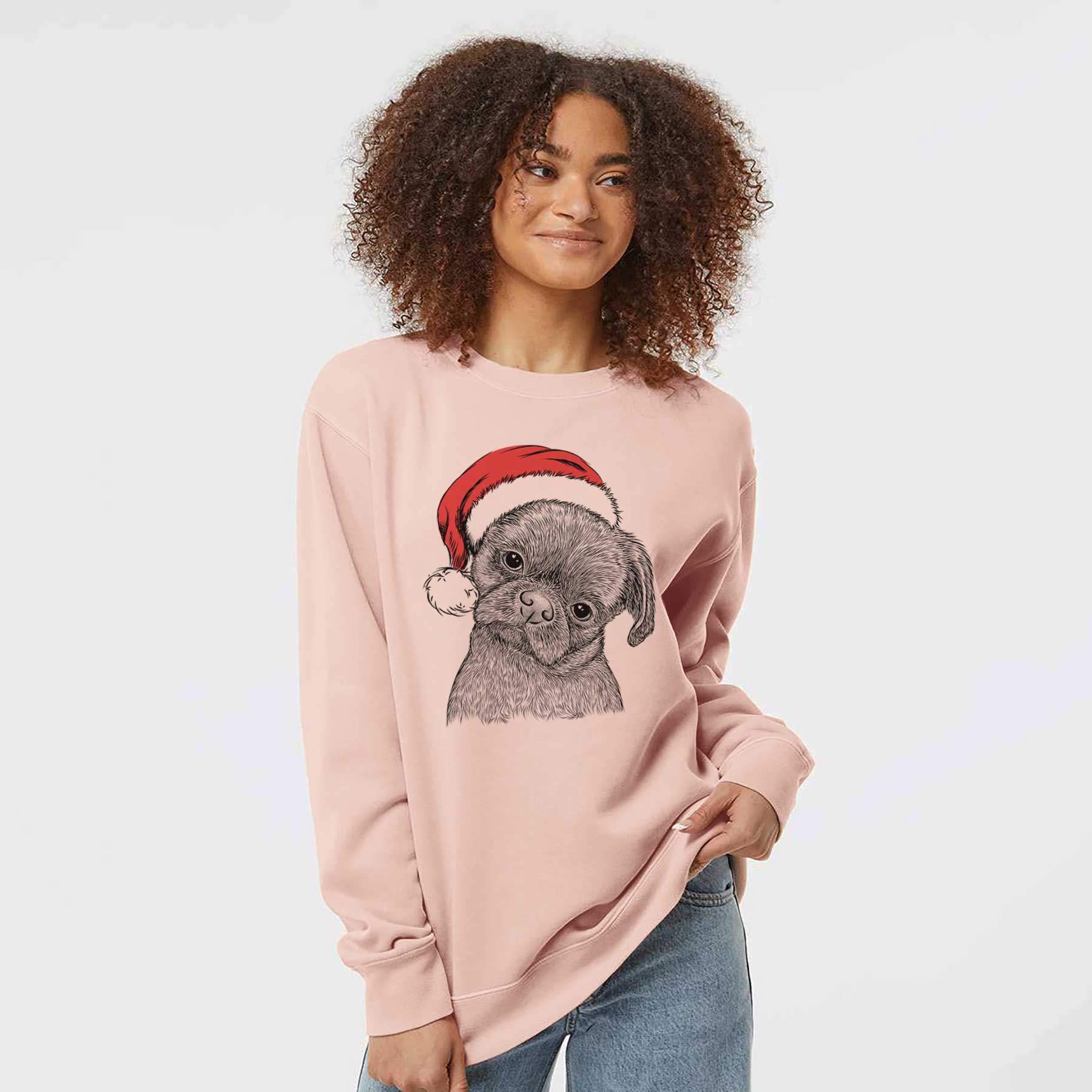 Santa Koko the Shih Tzu - Unisex Pigment Dyed Crew Sweatshirt