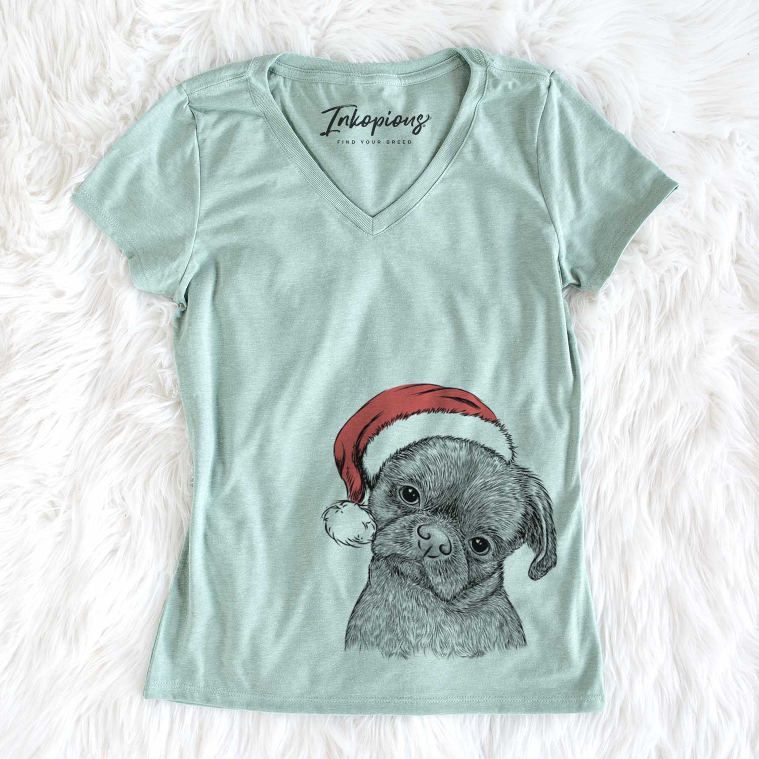 Santa Koko the Shih Tzu - Women's V-neck Shirt