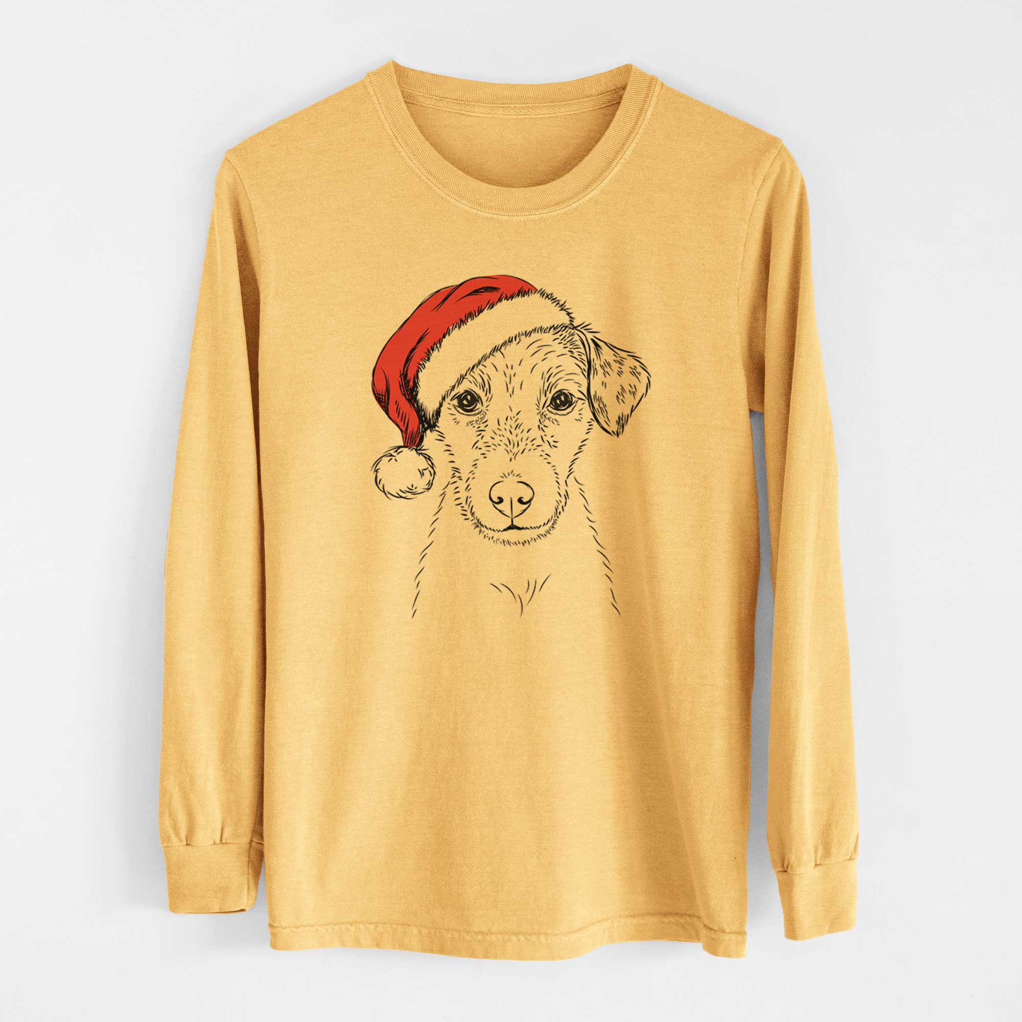 Santa Kozmo the Jack Russell Terrier - Heavyweight 100% Cotton Long Sleeve