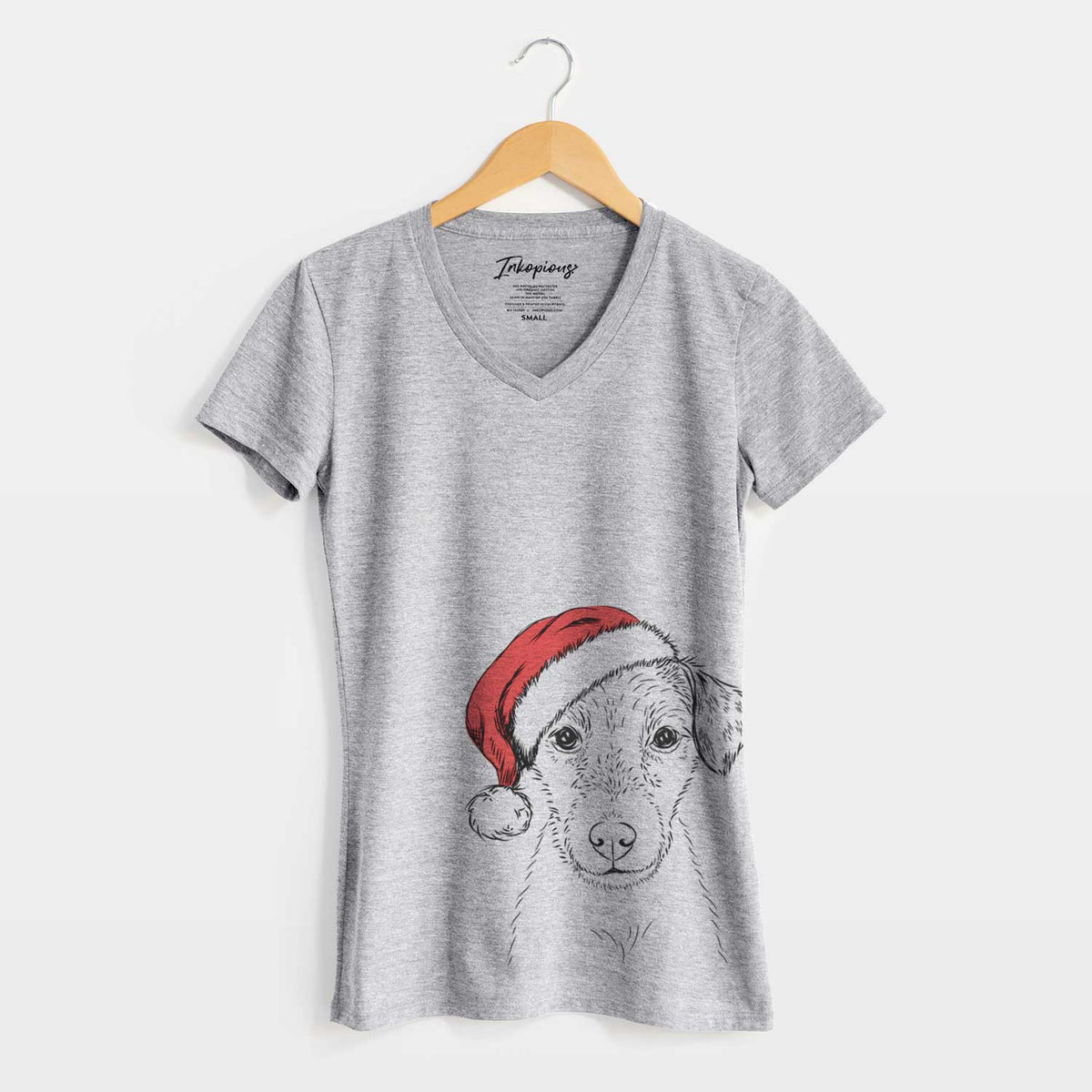 Santa Kozmo the Jack Russell Terrier - Women's V-neck Shirt