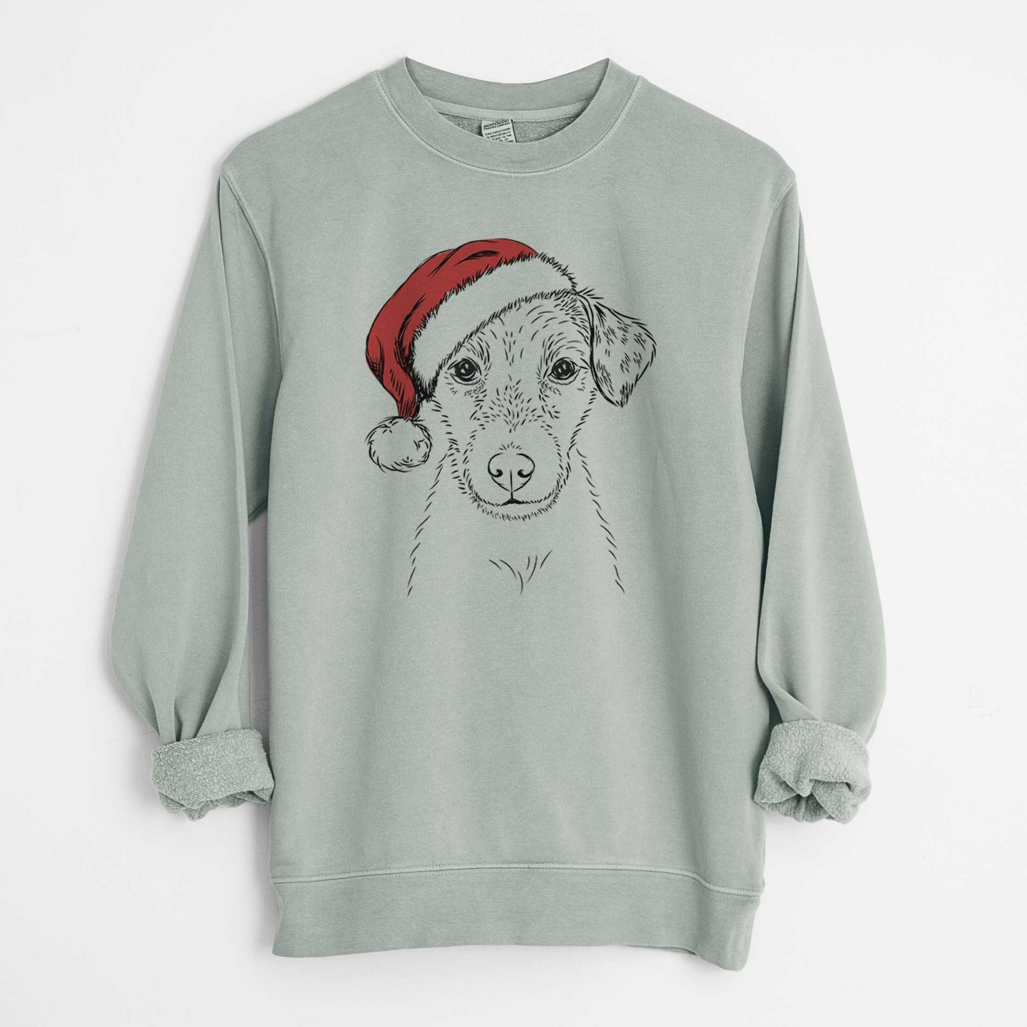 Santa Kozmo the Jack Russell Terrier - Unisex Pigment Dyed Crew Sweatshirt