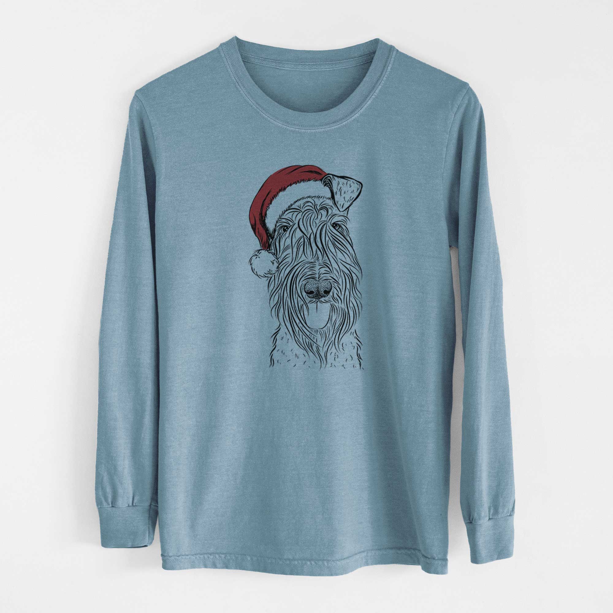 Santa Kricket the Kerry Blue Terrier - Heavyweight 100% Cotton Long Sleeve