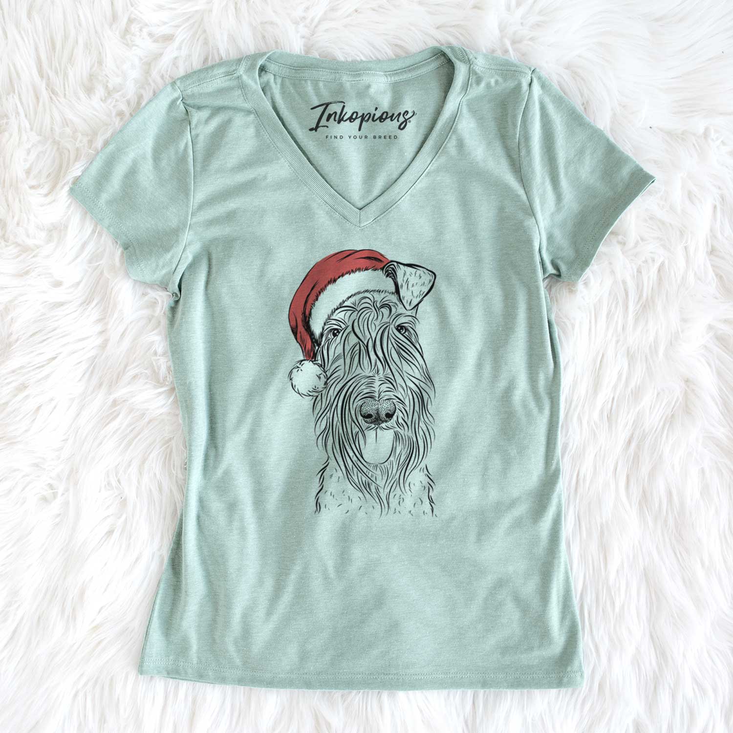 Santa Kricket the Kerry Blue Terrier - Women's V-neck Shirt