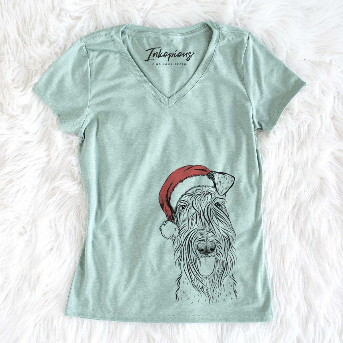 Santa Kricket the Kerry Blue Terrier - Women&#39;s V-neck Shirt