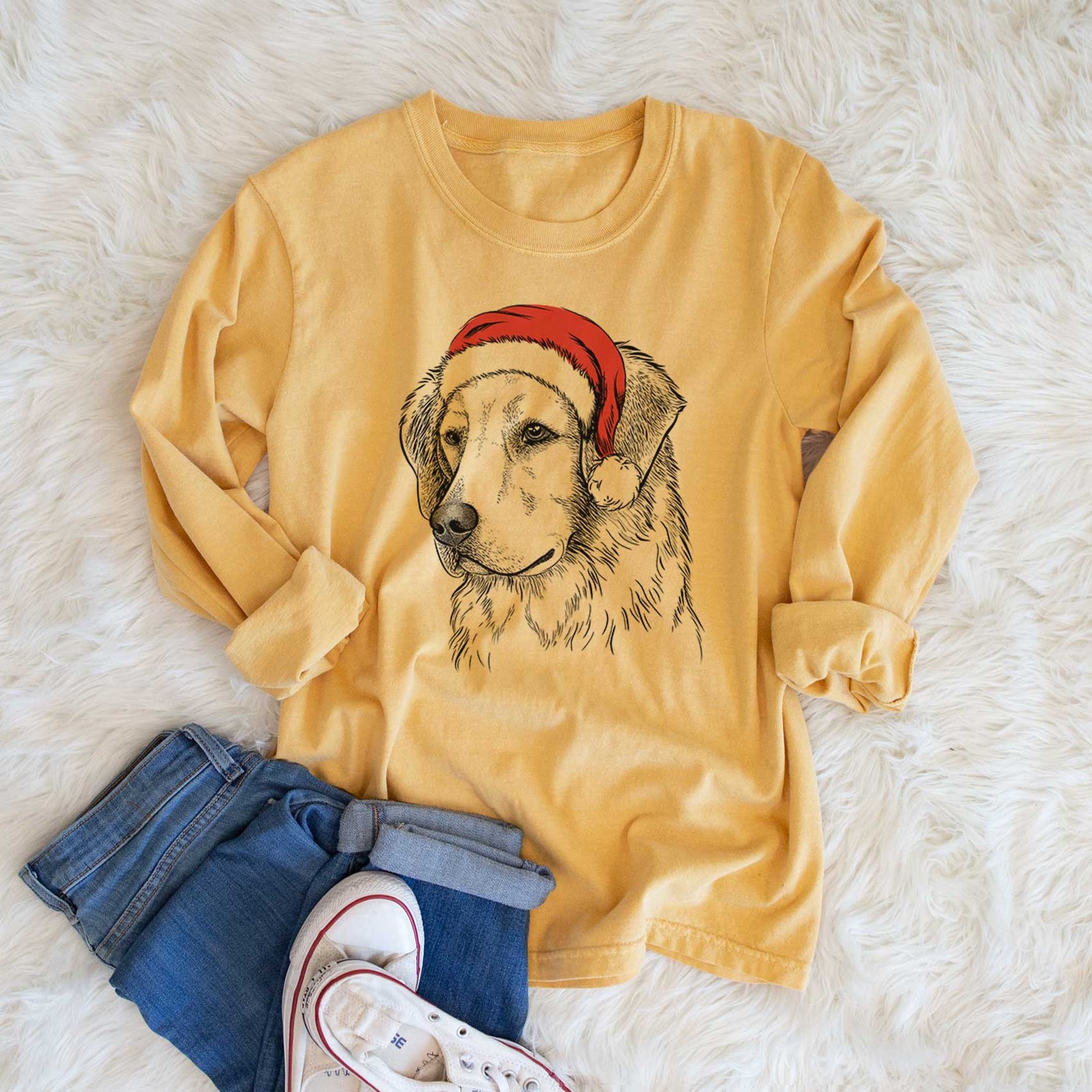 Santa Kula the Golden Retriever - Heavyweight 100% Cotton Long Sleeve