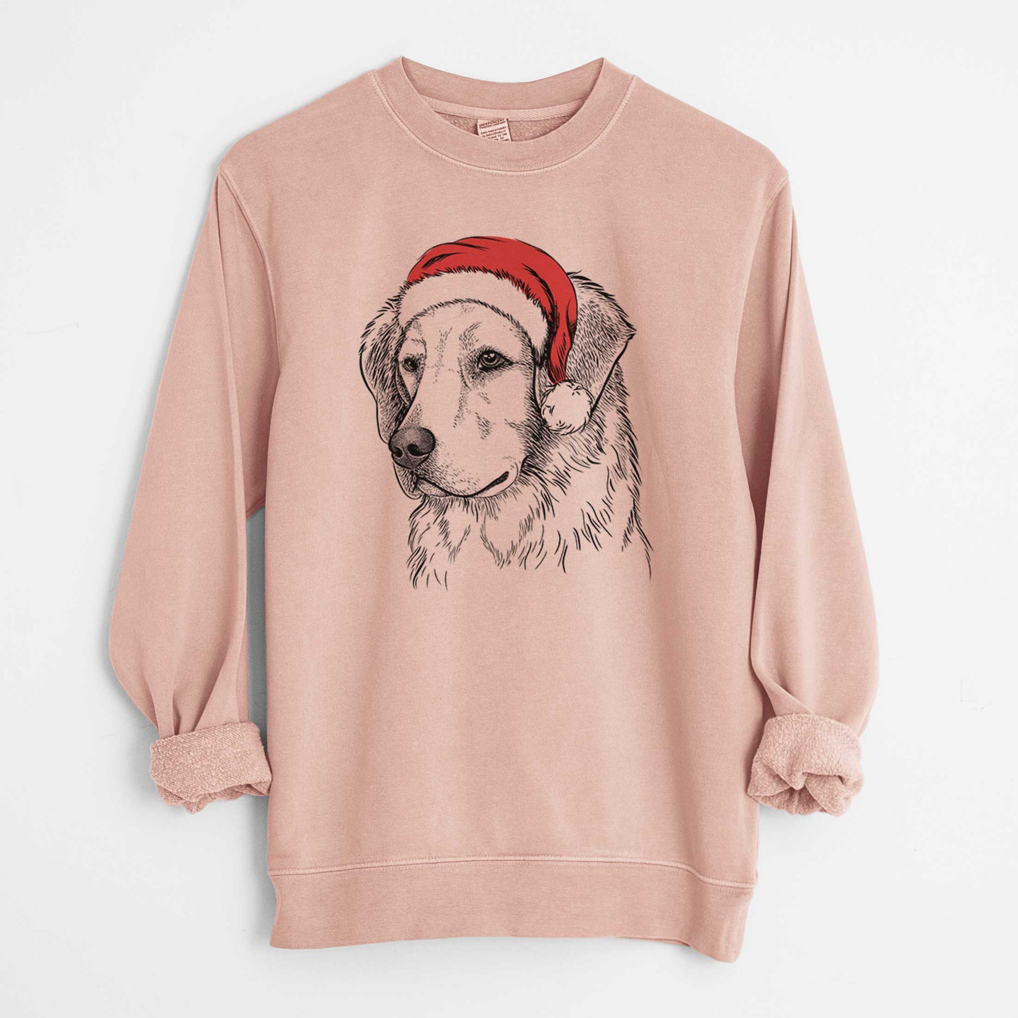 Santa Kula the Golden Retriever - Unisex Pigment Dyed Crew Sweatshirt