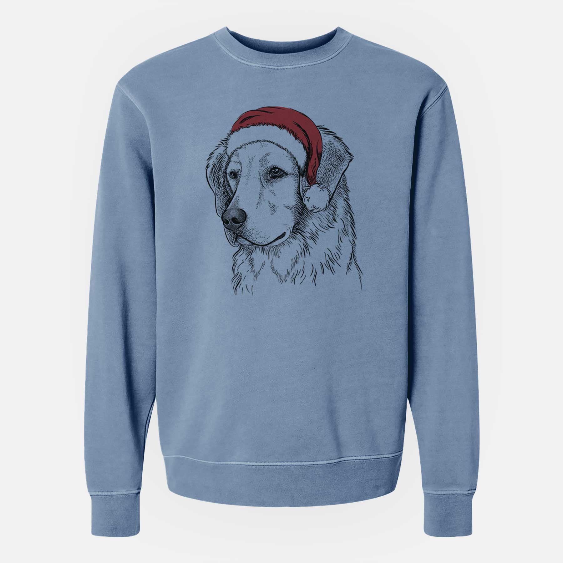 Santa Kula the Golden Retriever - Unisex Pigment Dyed Crew Sweatshirt