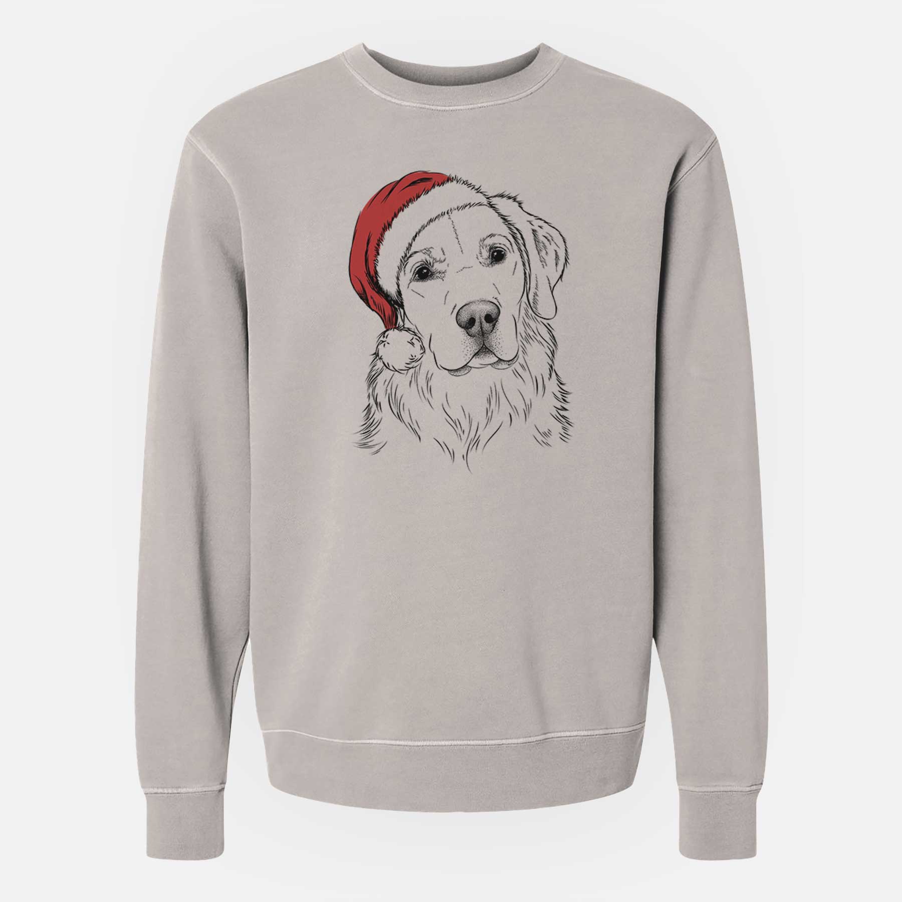 Santa Kula the Golden Retriever - Unisex Pigment Dyed Crew Sweatshirt