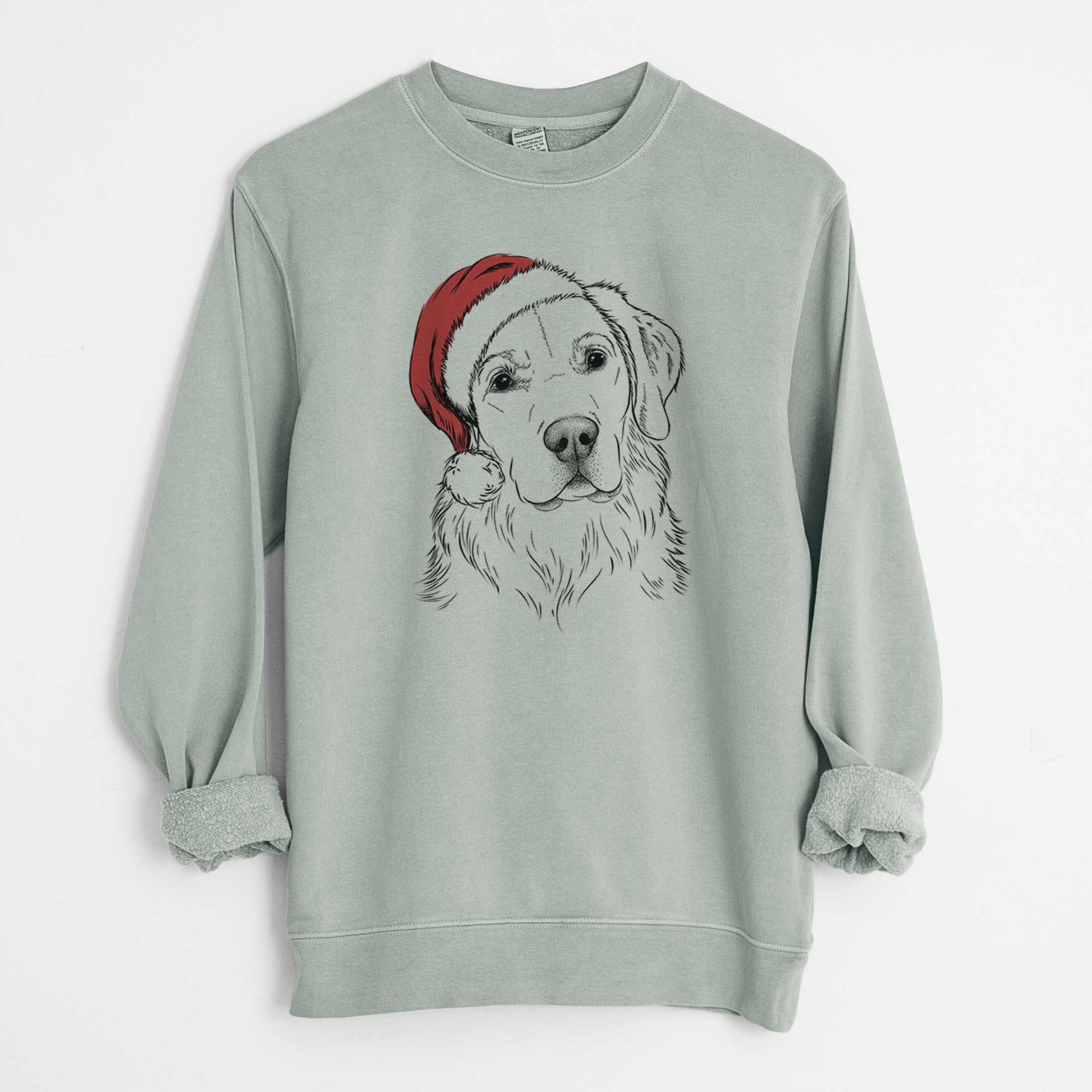 Santa Kula the Golden Retriever - Unisex Pigment Dyed Crew Sweatshirt