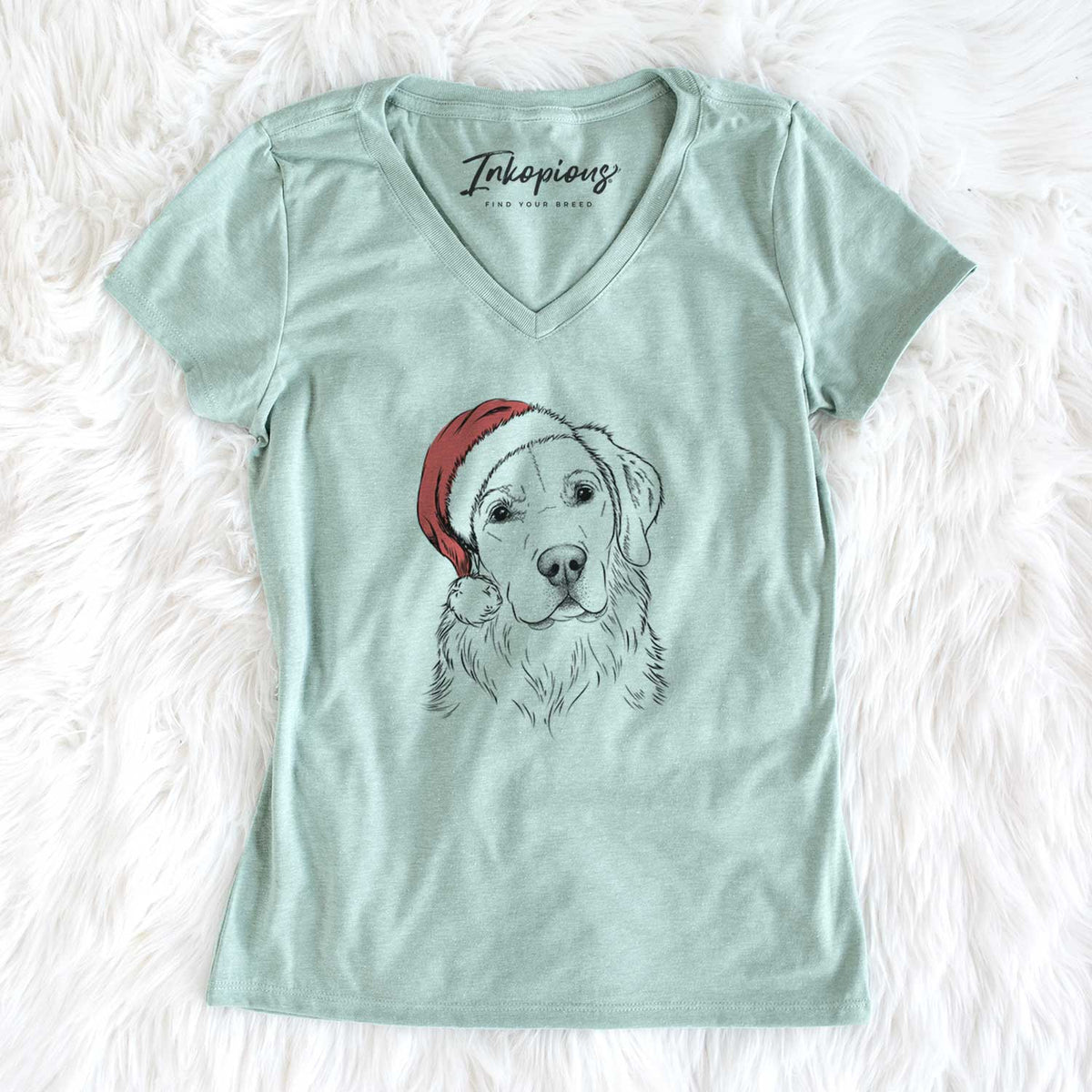 Santa Kula the Golden Retriever - Women's V-neck Shirt