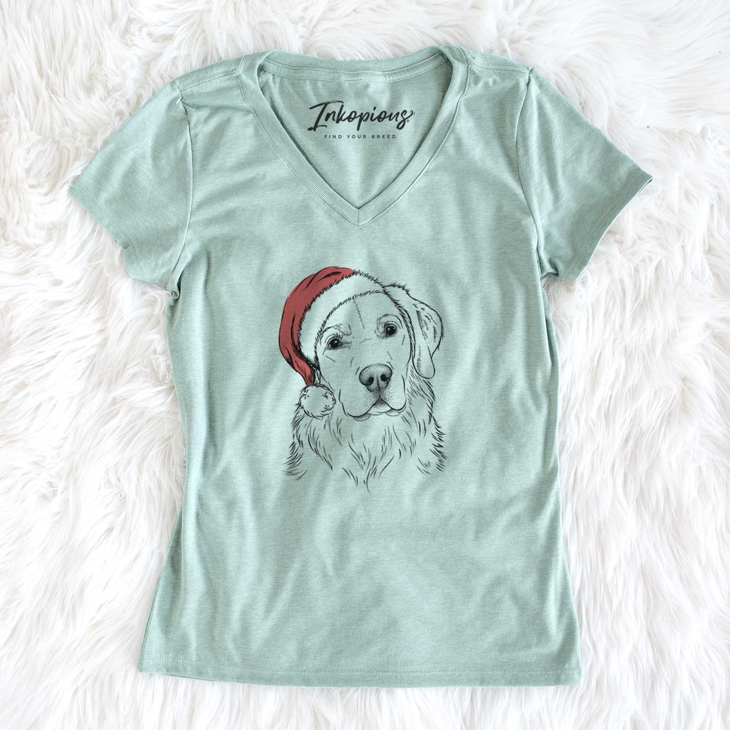 Santa Kula the Golden Retriever - Women's V-neck Shirt
