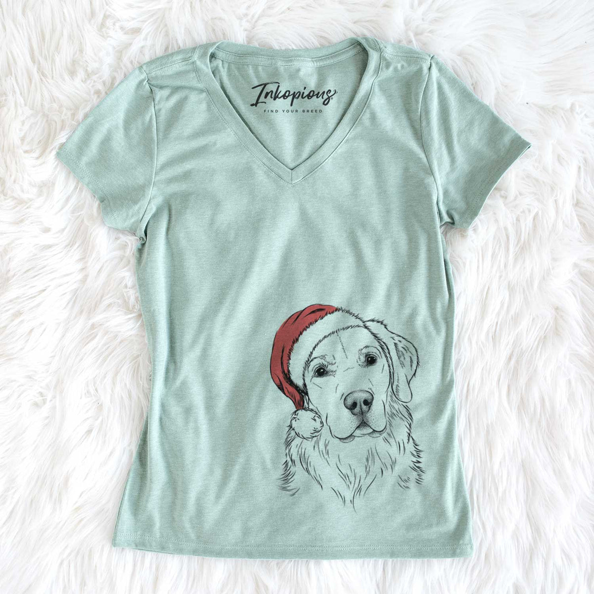 Santa Kula the Golden Retriever - Women&#39;s V-neck Shirt