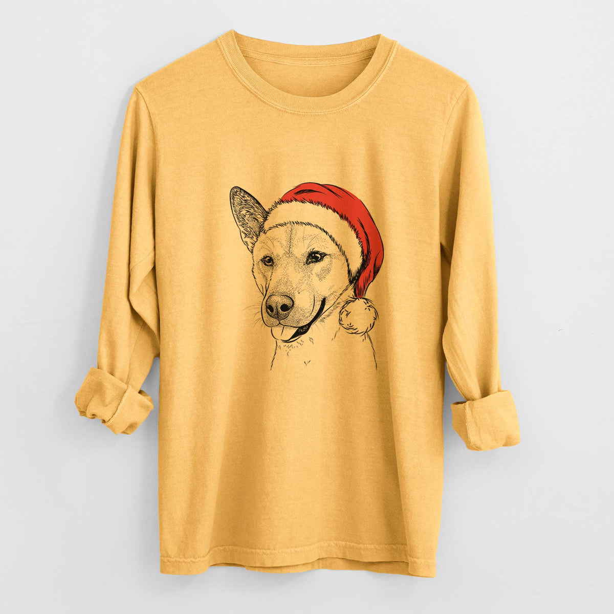 Santa Kulfi the Jindo Shiba Inu Mix - Heavyweight 100% Cotton Long Sleeve