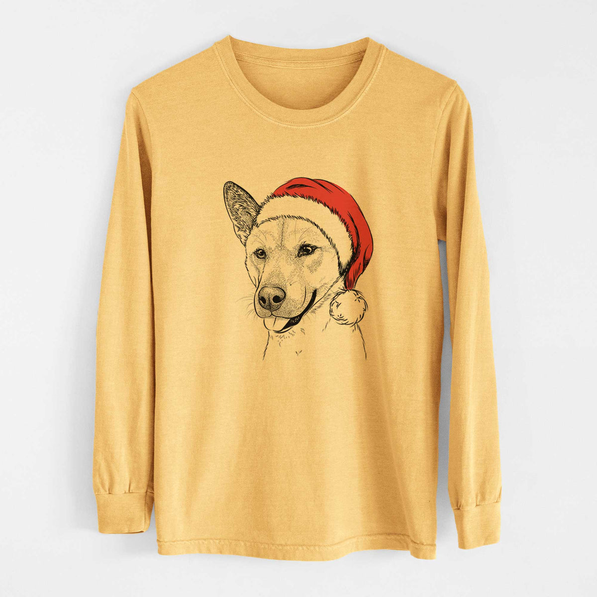 Santa Kulfi the Jindo Shiba Inu Mix - Heavyweight 100% Cotton Long Sleeve