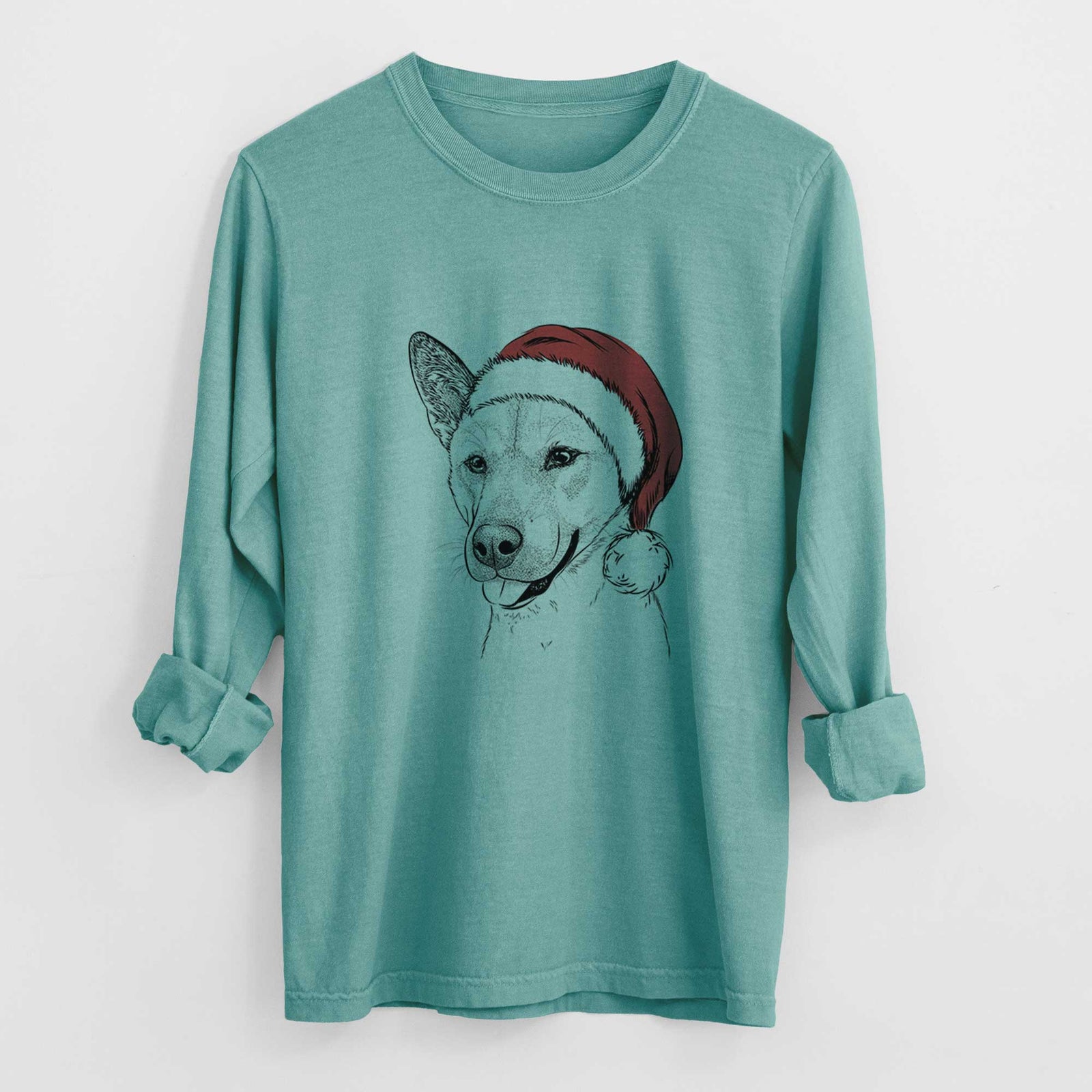 Santa Kulfi the Jindo Shiba Inu Mix - Heavyweight 100% Cotton Long Sleeve