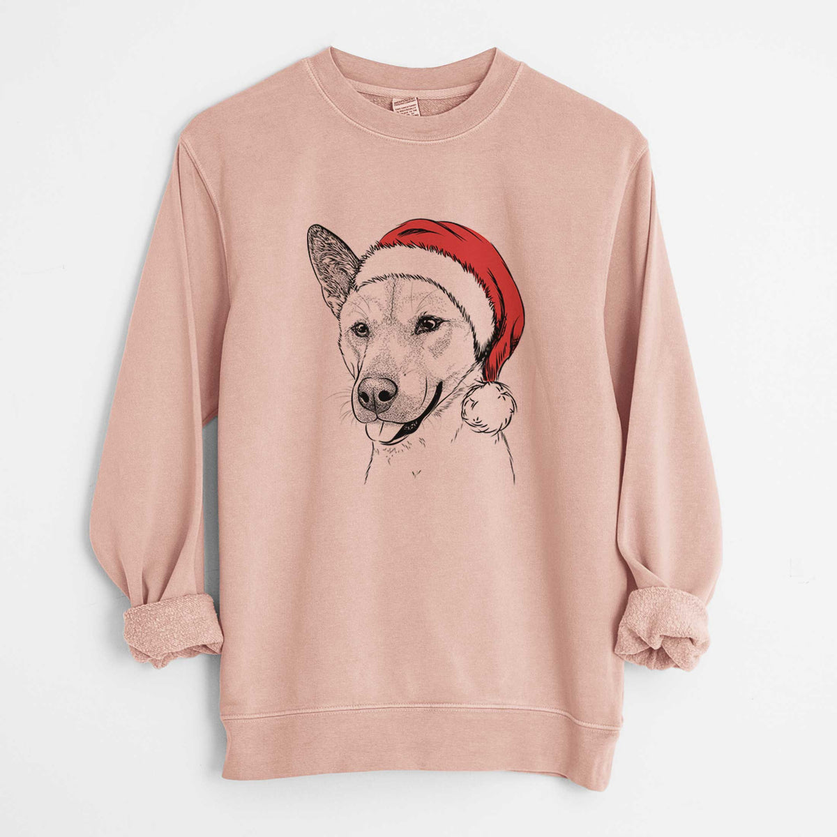 Santa Kulfi the Jindo Shiba Inu Mix - Unisex Pigment Dyed Crew Sweatshirt