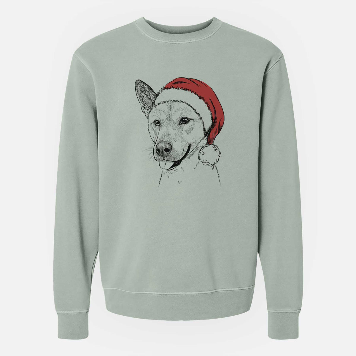 Santa Kulfi the Jindo Shiba Inu Mix - Unisex Pigment Dyed Crew Sweatshirt
