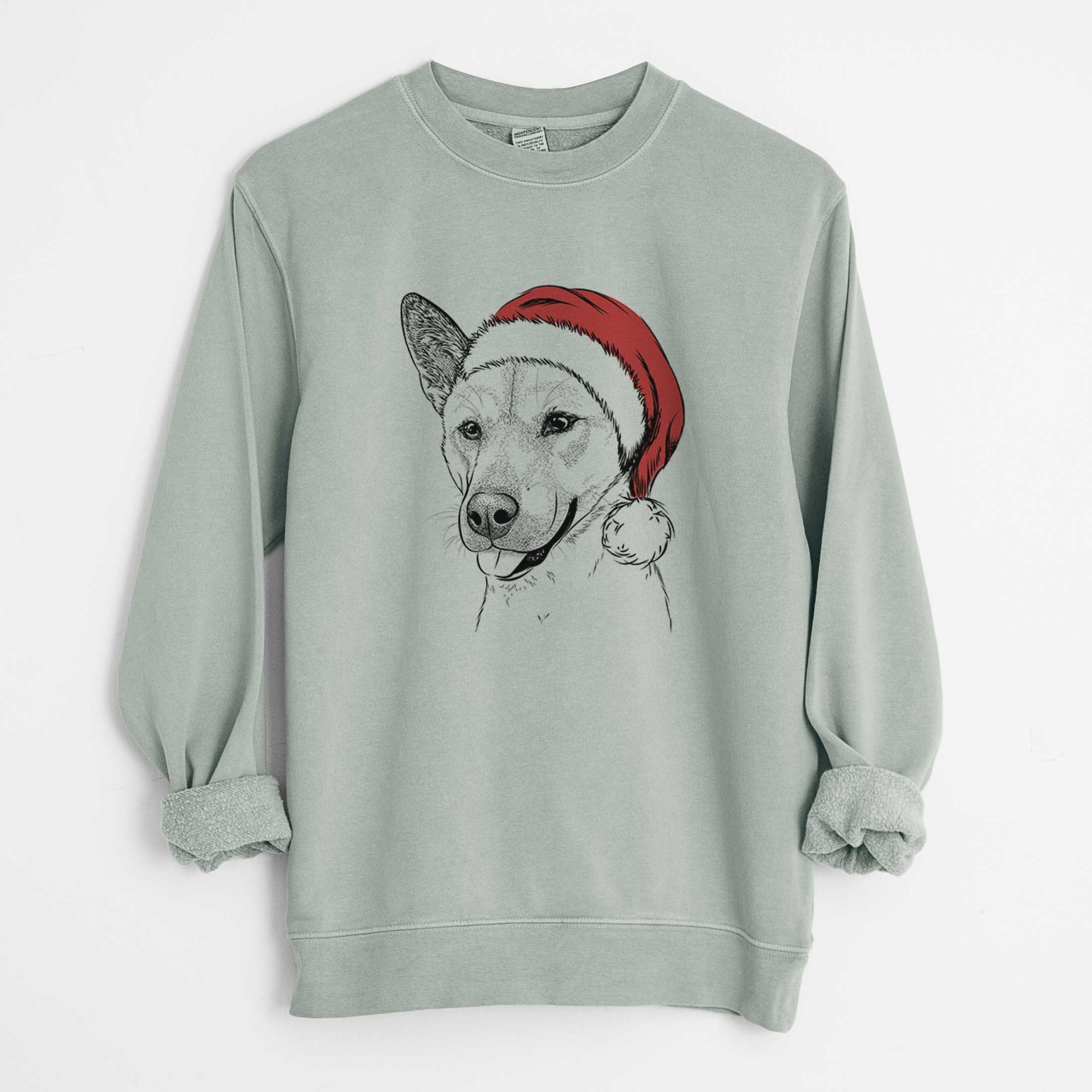 Santa Kulfi the Jindo Shiba Inu Mix - Unisex Pigment Dyed Crew Sweatshirt