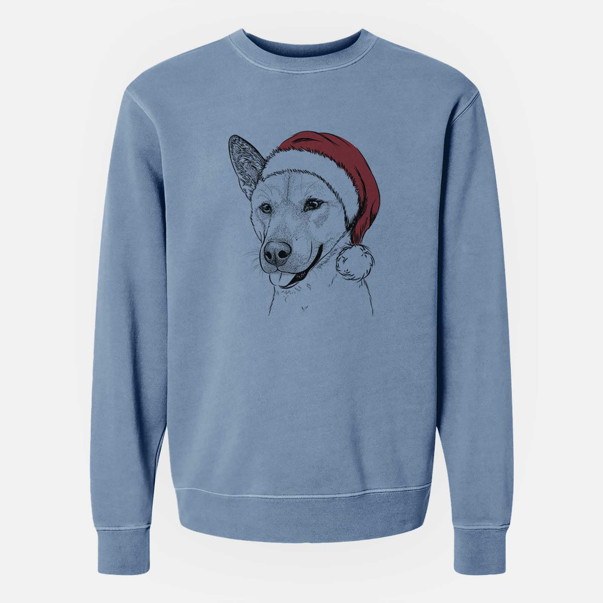 Santa Kulfi the Jindo Shiba Inu Mix - Unisex Pigment Dyed Crew Sweatshirt