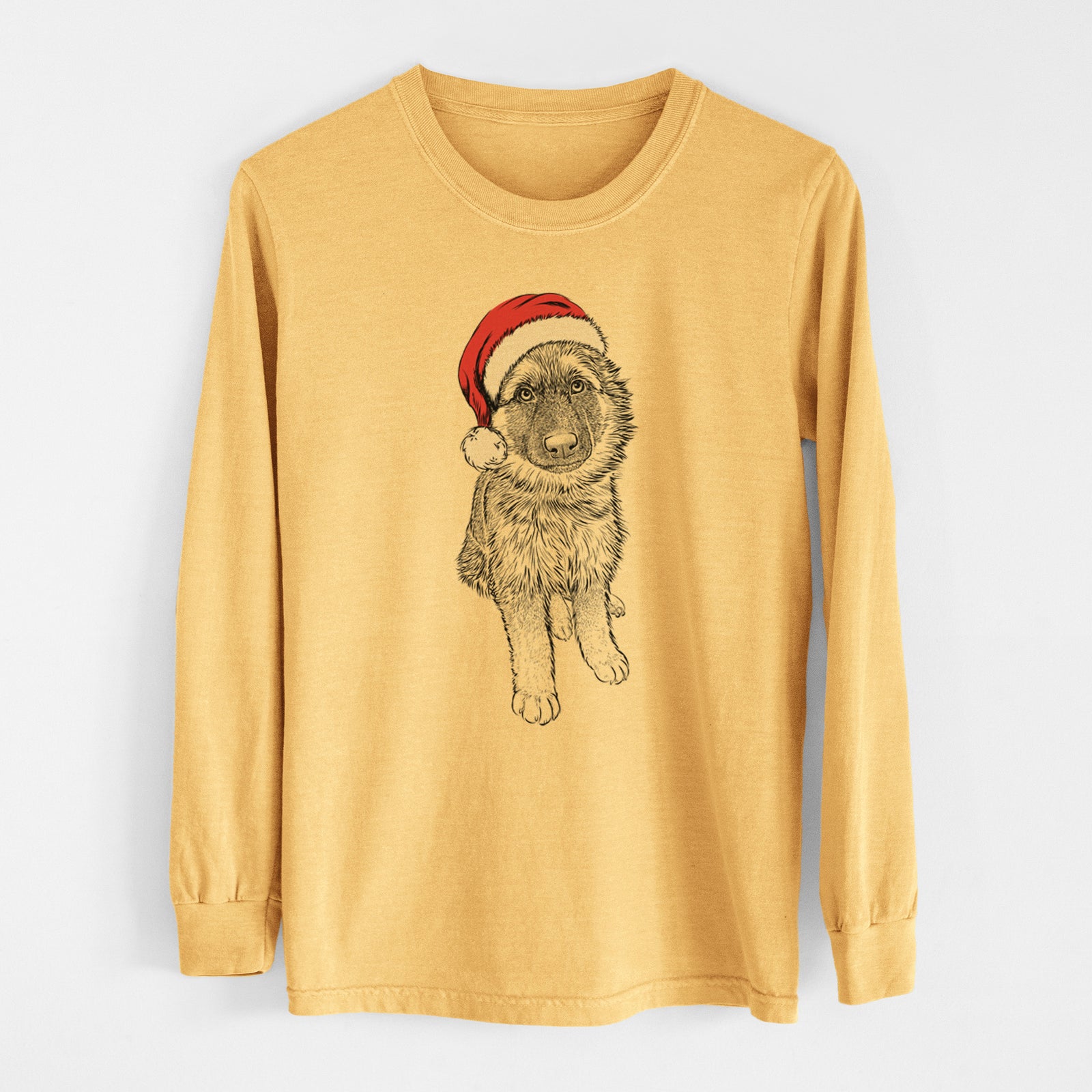 Santa Kuyo the German Shepherd - Heavyweight 100% Cotton Long Sleeve