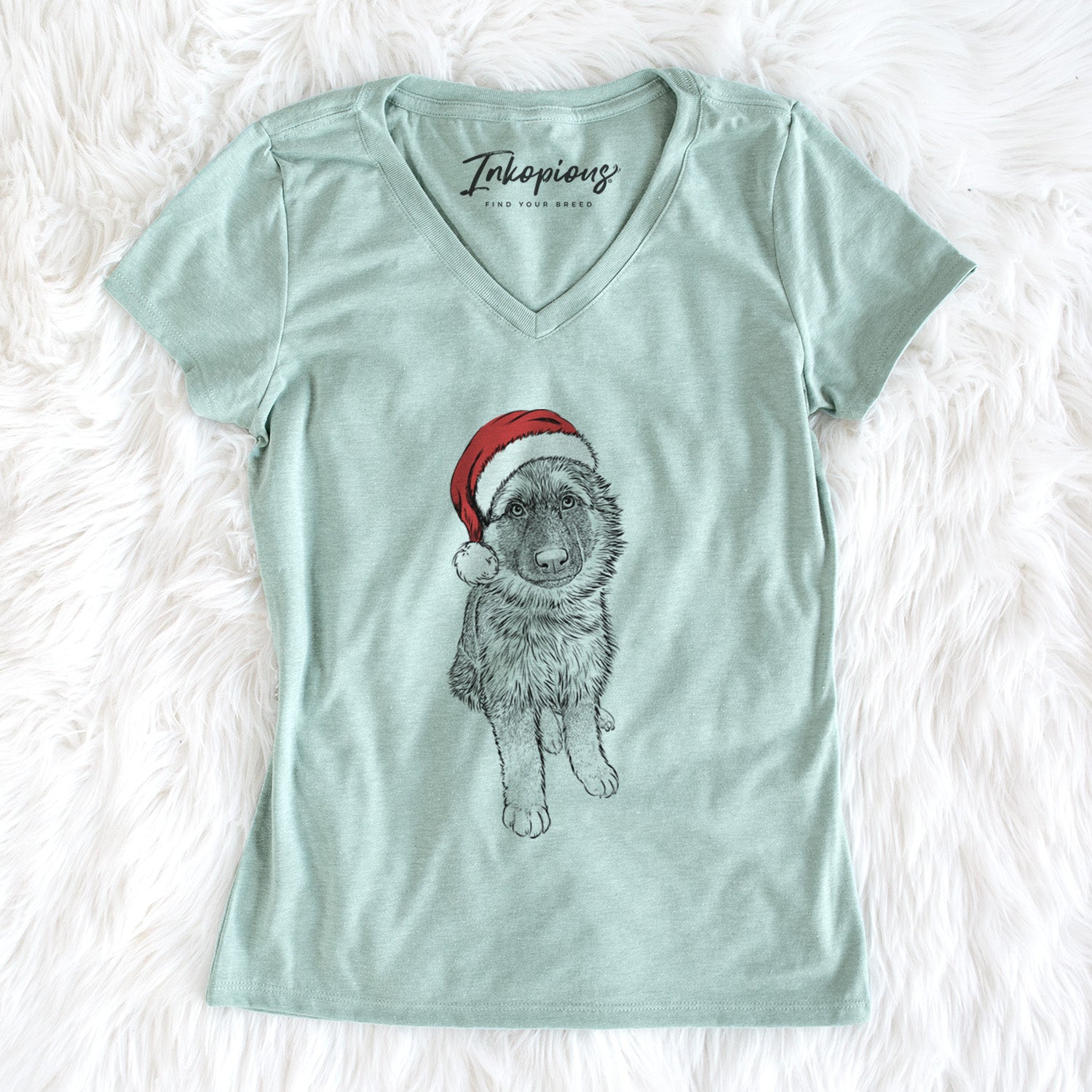 Santa Kuyo the German Shepherd - Women's Perfect V-neck Shirt