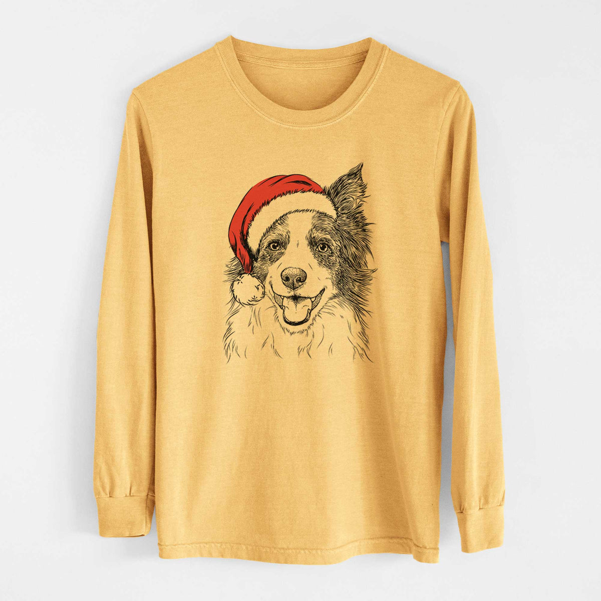 Santa Kylee the Border Collie - Heavyweight 100% Cotton Long Sleeve
