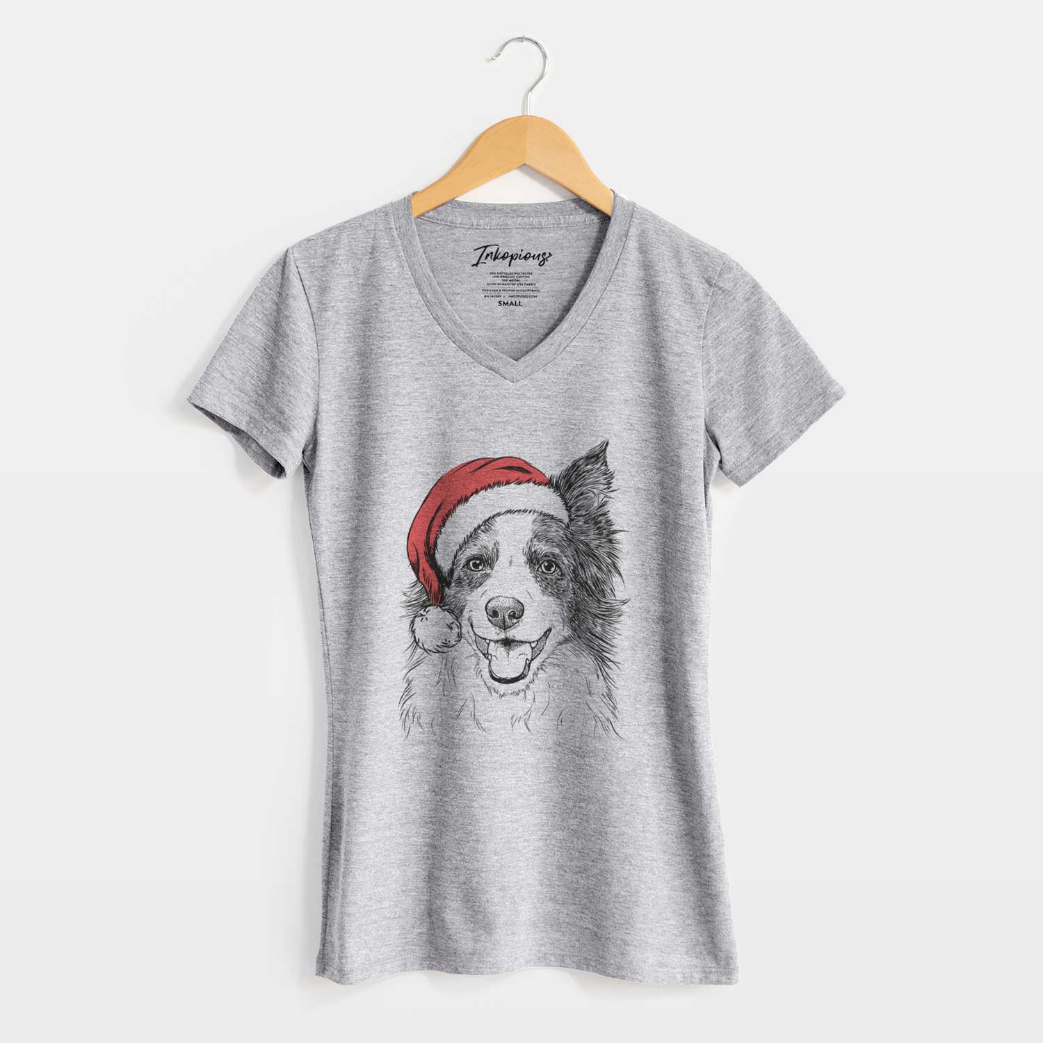 Santa Kylee the Border Collie - Women's V-neck Shirt